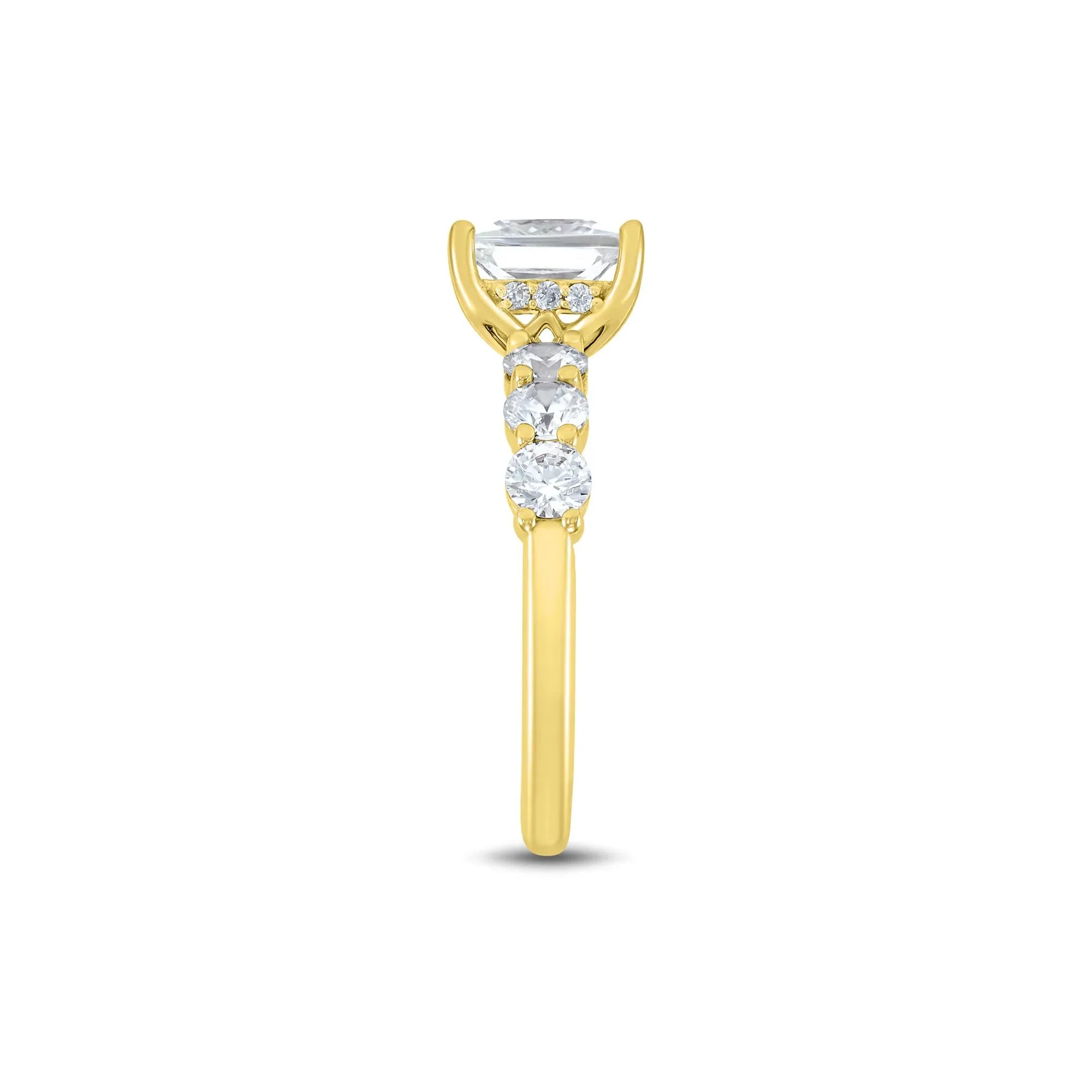 Lab Grown Diamond Princess-Cut Engagement Ring 14K Yellow Gold (3 CT. T.w.) Round Brilliant Cut Size 6 2mm - Image 3