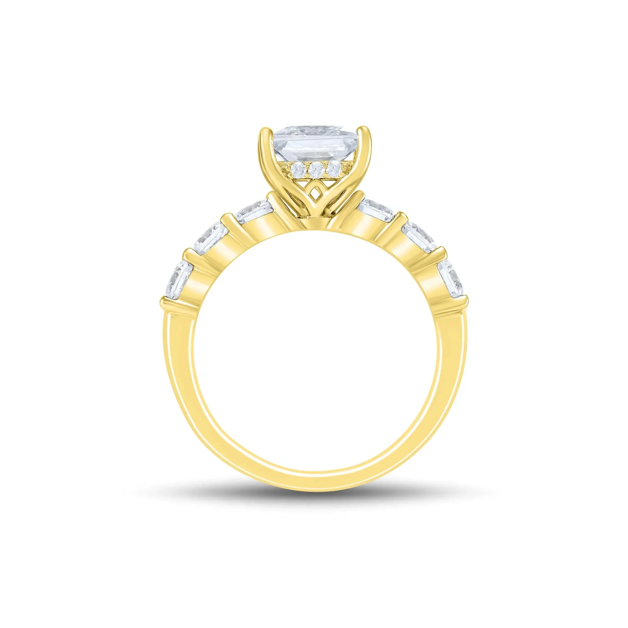 Lab Grown Diamond Princess-Cut Engagement Ring 14K Yellow Gold (3 CT. T.w.) Round Brilliant Cut Size 8.5 2mm - Image 2