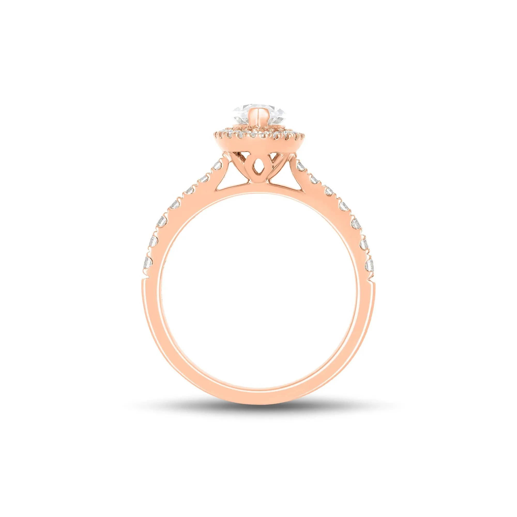 1/2 CT. Tw. Lab Grown Diamond Marquise-Cut Engagement Ring 14K Rose Gold Round Brilliant Cut Size 4.5 1mm - Image 2
