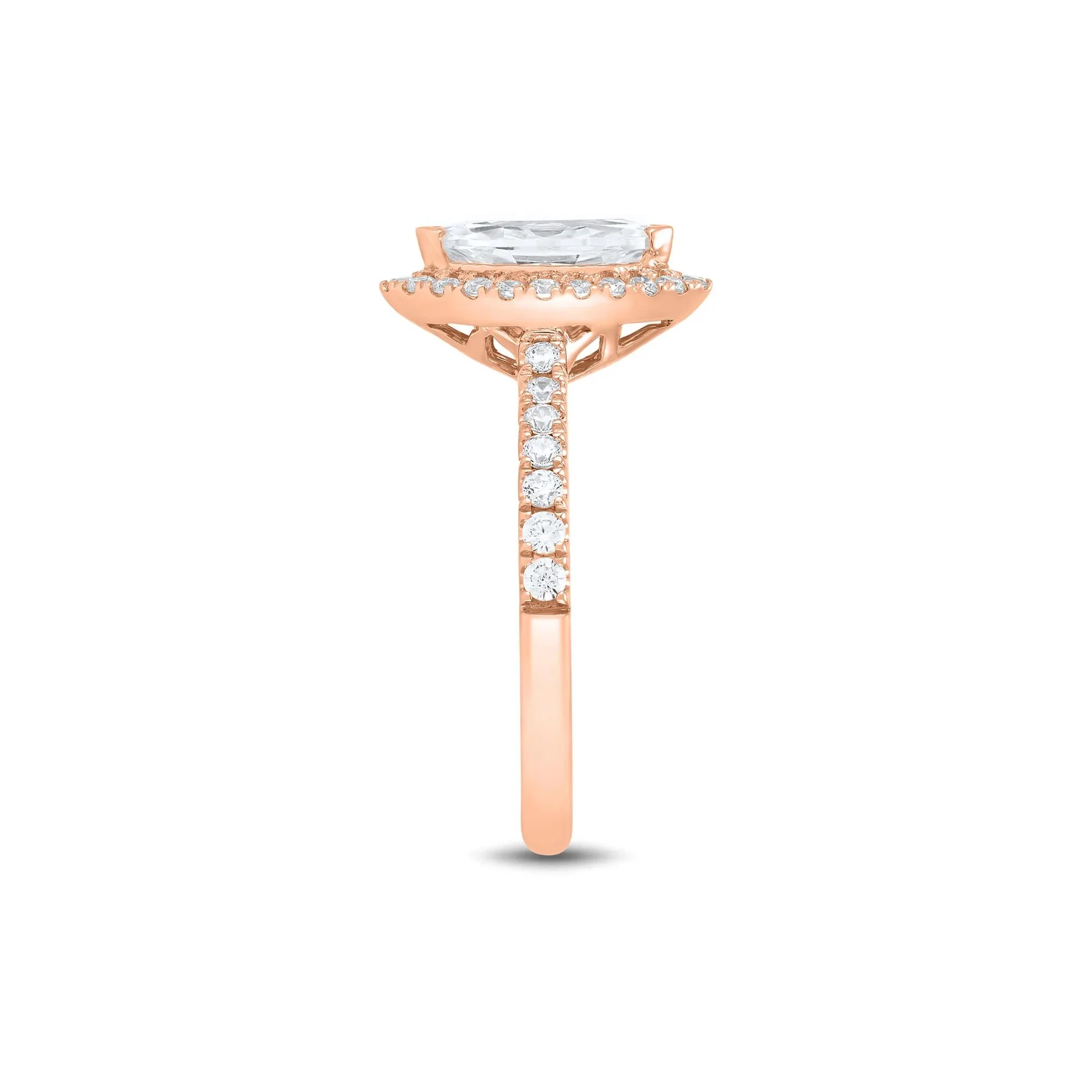 1/2 CT. Tw. Lab Grown Diamond Marquise-Cut Engagement Ring 14K Rose Gold Round Brilliant Cut Size 4.5 1mm - Image 3