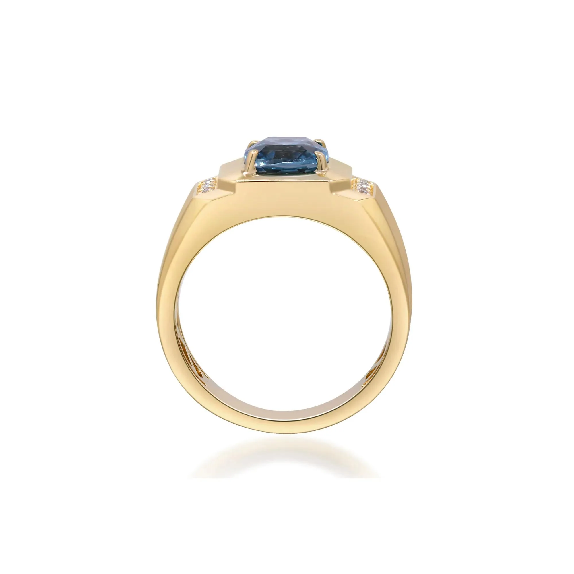 London Blue Topaz & Diamond Accent Ring 14K Yellow Gold Size 12.5 3mm - Image 2