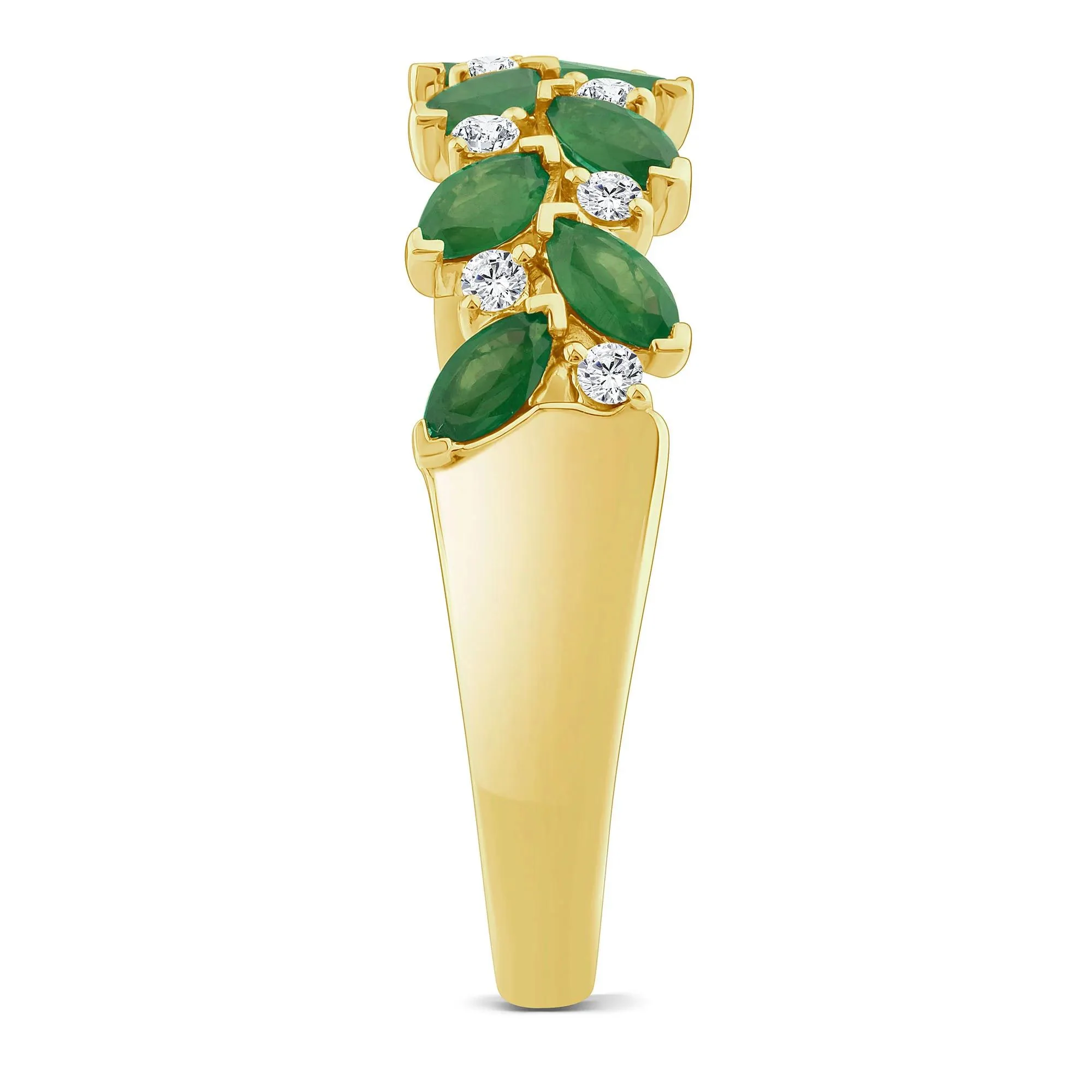 1/8 CT. Tw. Emerald and Diamond Ring 10K Yellow Gold Round Brilliant Cut Size 6.5 - Image 3
