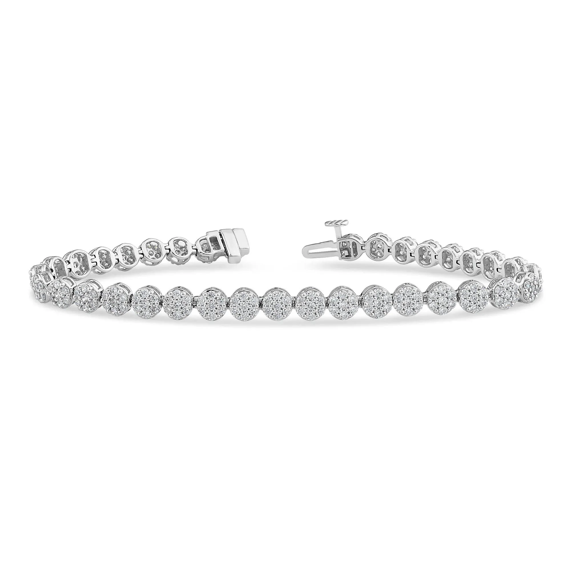 3 CT. Tw. Lab Grown Diamond Cluster Bracelet 10K White Gold Size 4.60mm