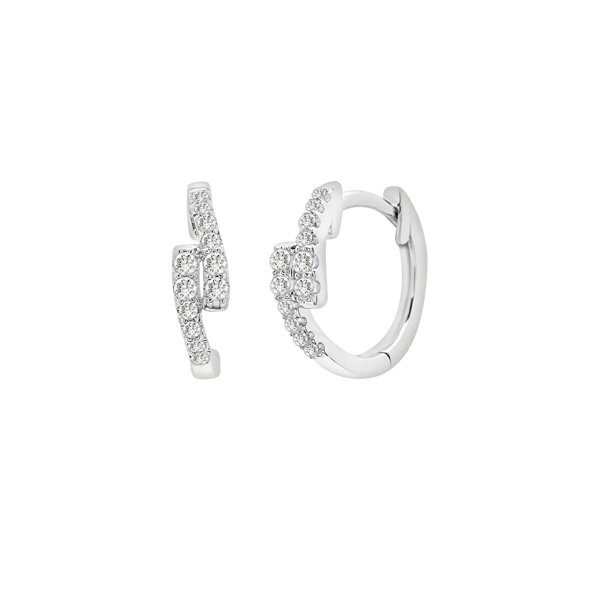1/7 CT. Tw. Diamond Bypass Hoop Earrings 10K White Gold Size 3.10mm
