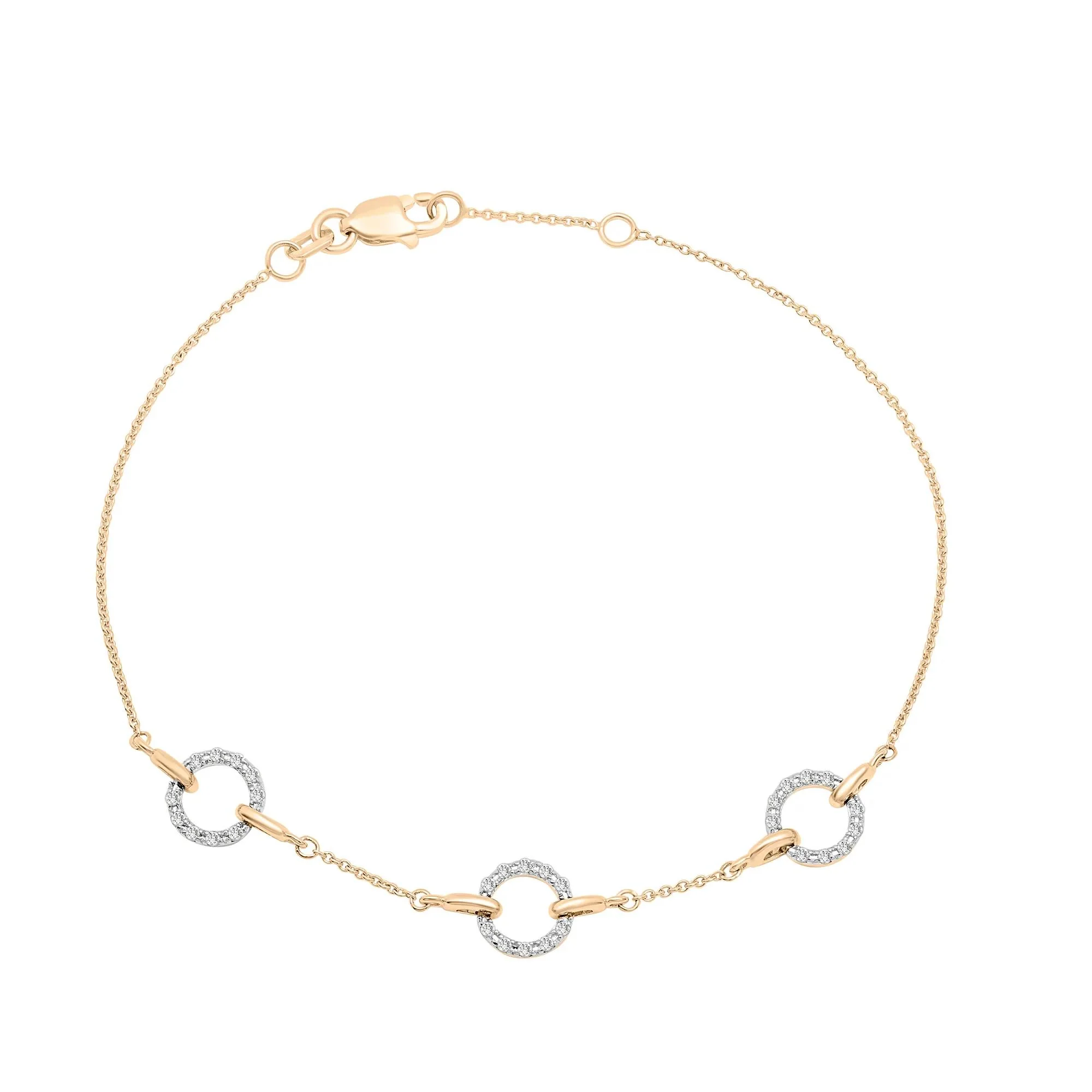 1/7 CT. Tw. Diamond Circle Chain Bracelet 10K Yellow Gold Size 6.70mm