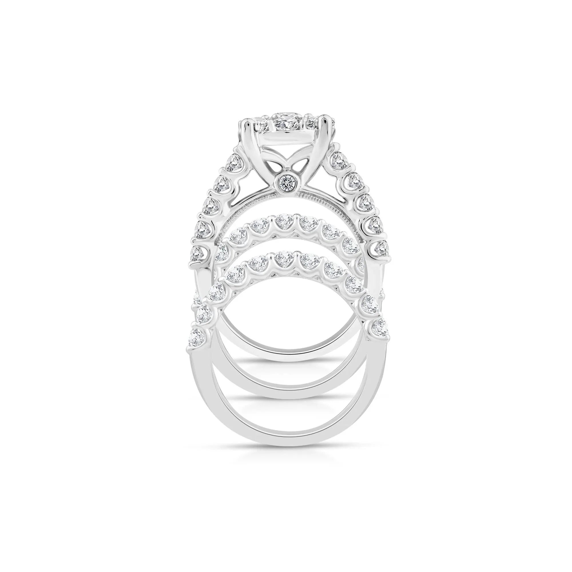 4 CT. Tw. Lab Grown Diamond Round Engagement Three-Piece Set 10K White Gold Ring Round Brilliant Cut Size 7 - Image 2