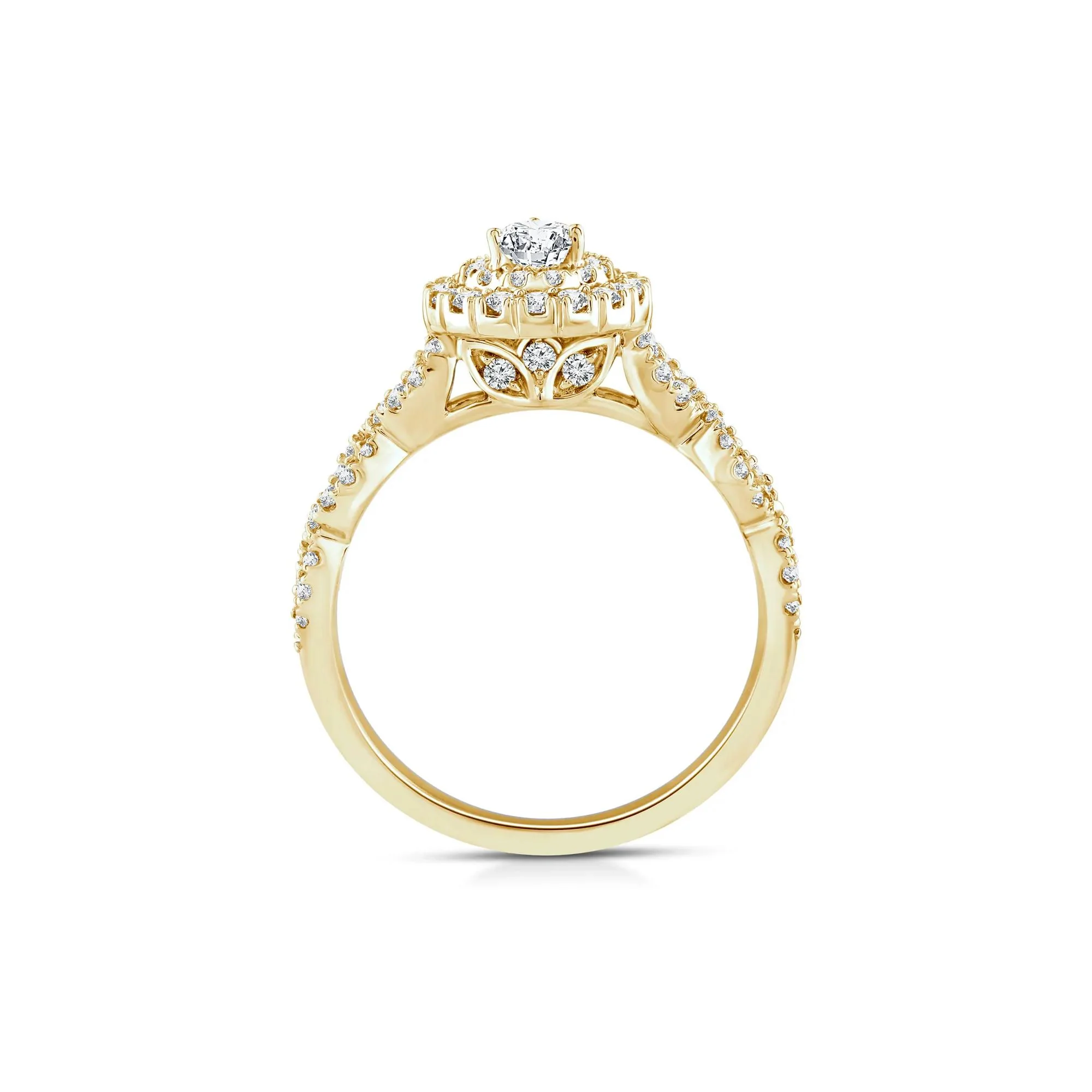 1 CT. Tw. Lab Grown Diamond Pear-Shaped Engagement Ring 10K Yellow Gold Round Brilliant Cut Size 9 1mm - Image 2