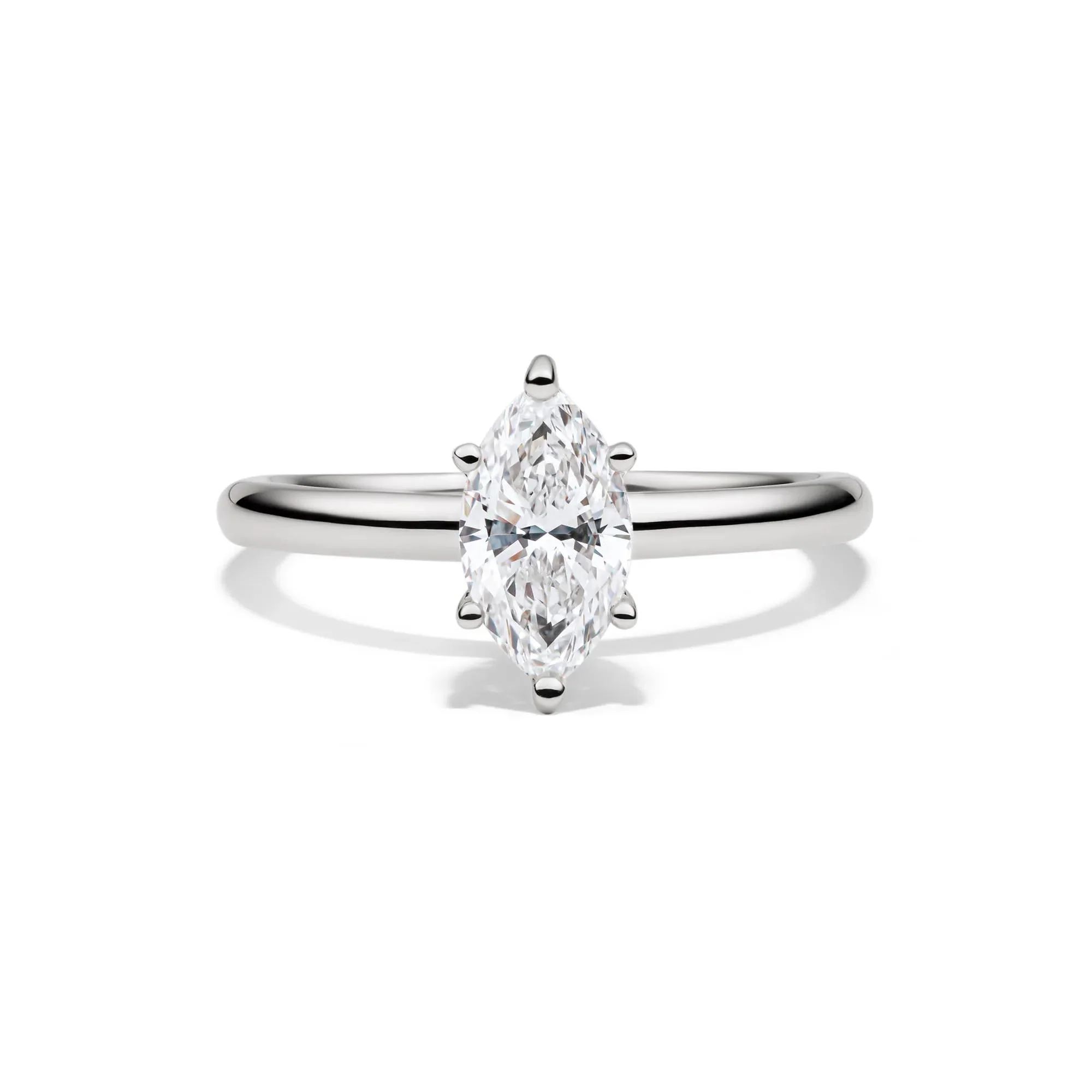 Lab Grown Diamond Marquise Engagement Ring Solitaire 14K White Gold (1 CT.) Size 7 2mm