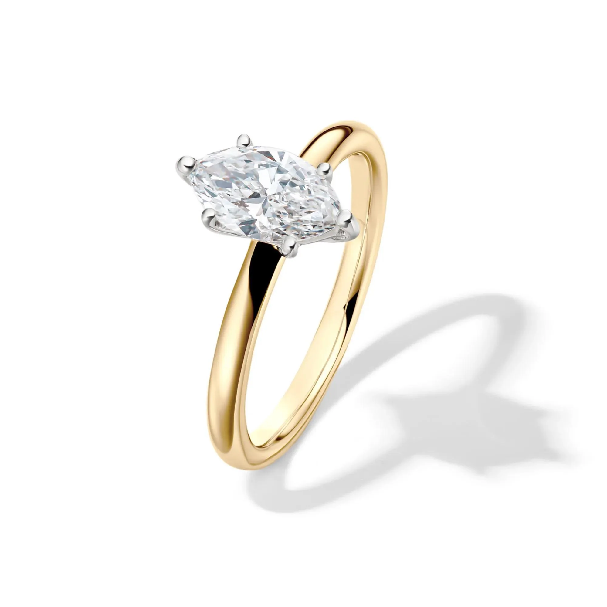 Lab Grown Diamond Solitaire Marquise Engagement Ring 14K Yellow Gold (1 CT.) Size 4.5 2mm - Image 4