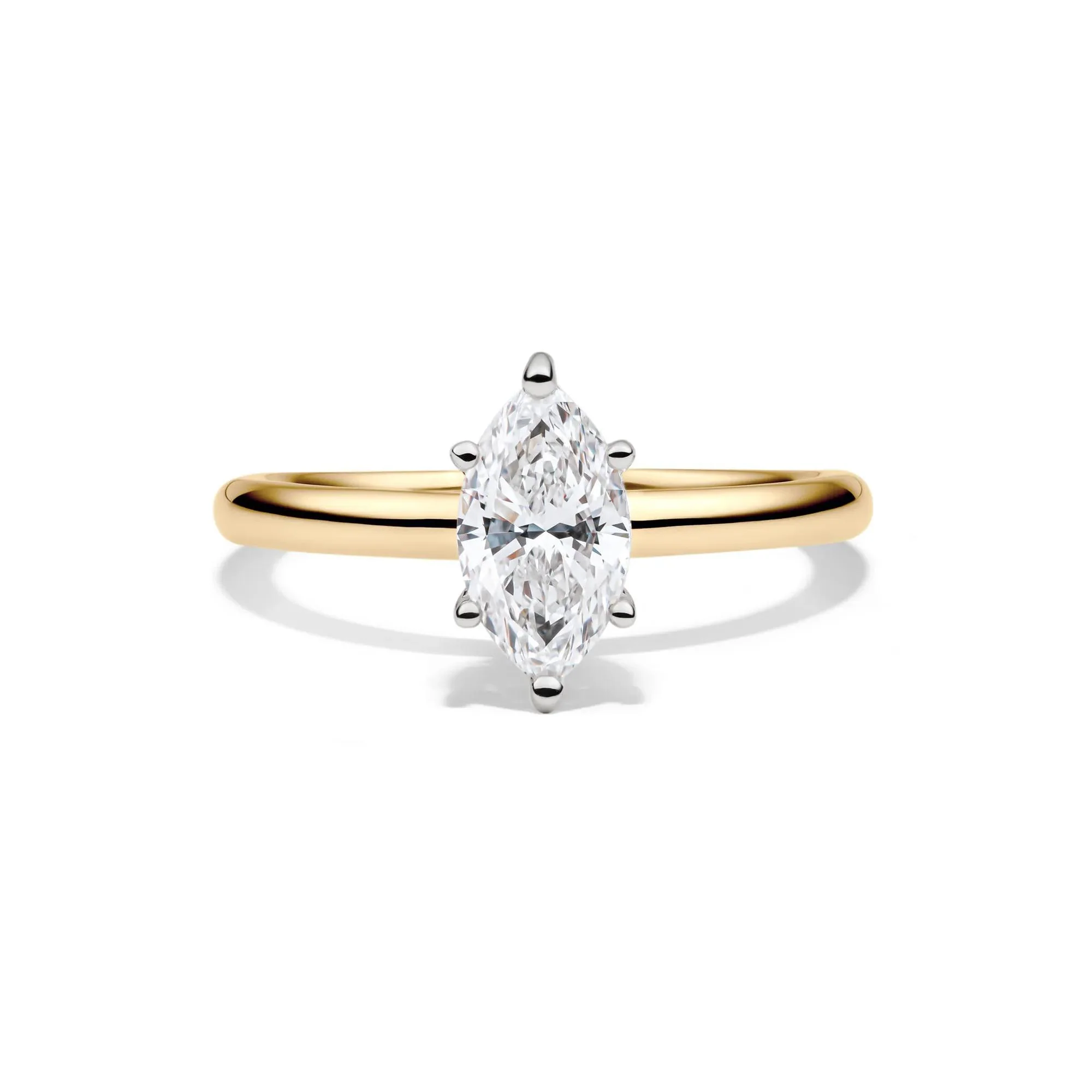 Lab Grown Diamond Solitaire Marquise Engagement Ring 14K Yellow Gold (1 CT.) Size 7.5 2mm