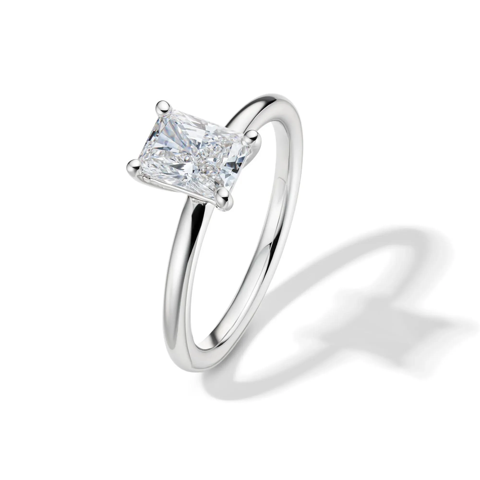 Lab Grown Diamond Radiant-Cut Solitaire Ring 14K White Gold (1 CT.) Size 6 2mm - Image 4