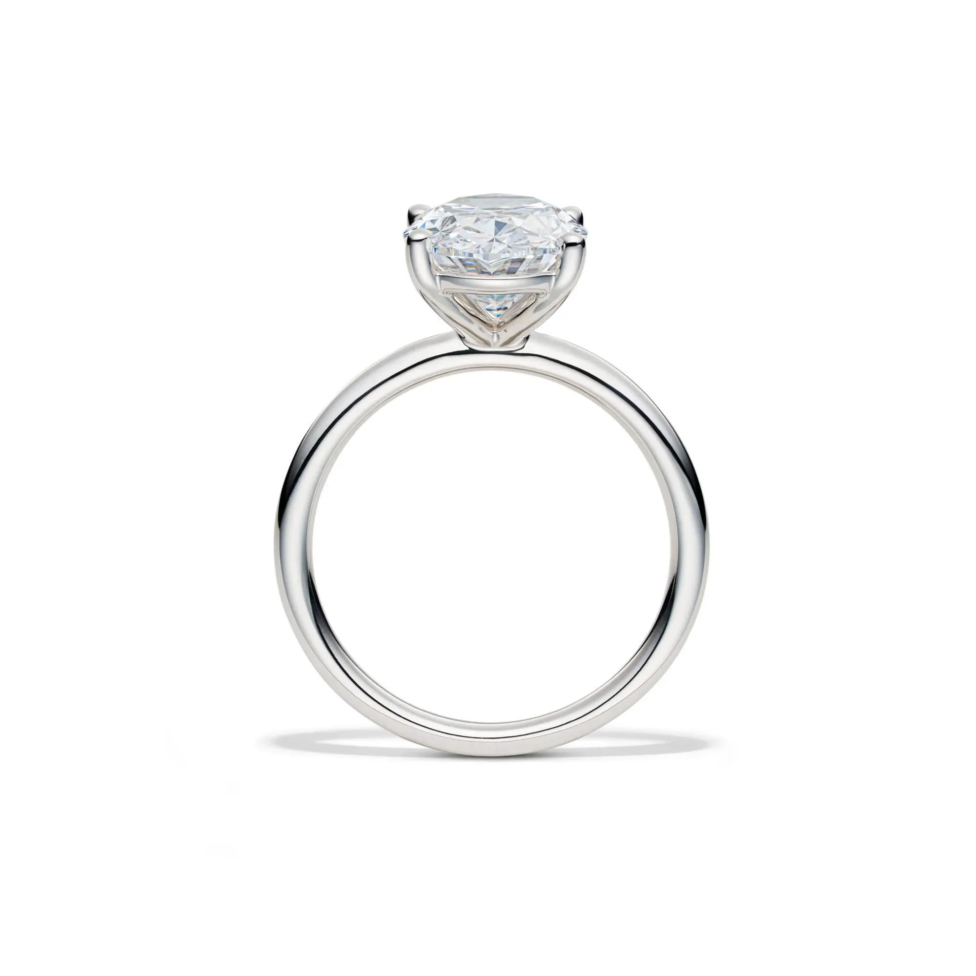 Lab Grown Diamond Oval Solitaire Engagement Ring 14K White Gold (4 CT.) Size 4.5 2mm - Image 2