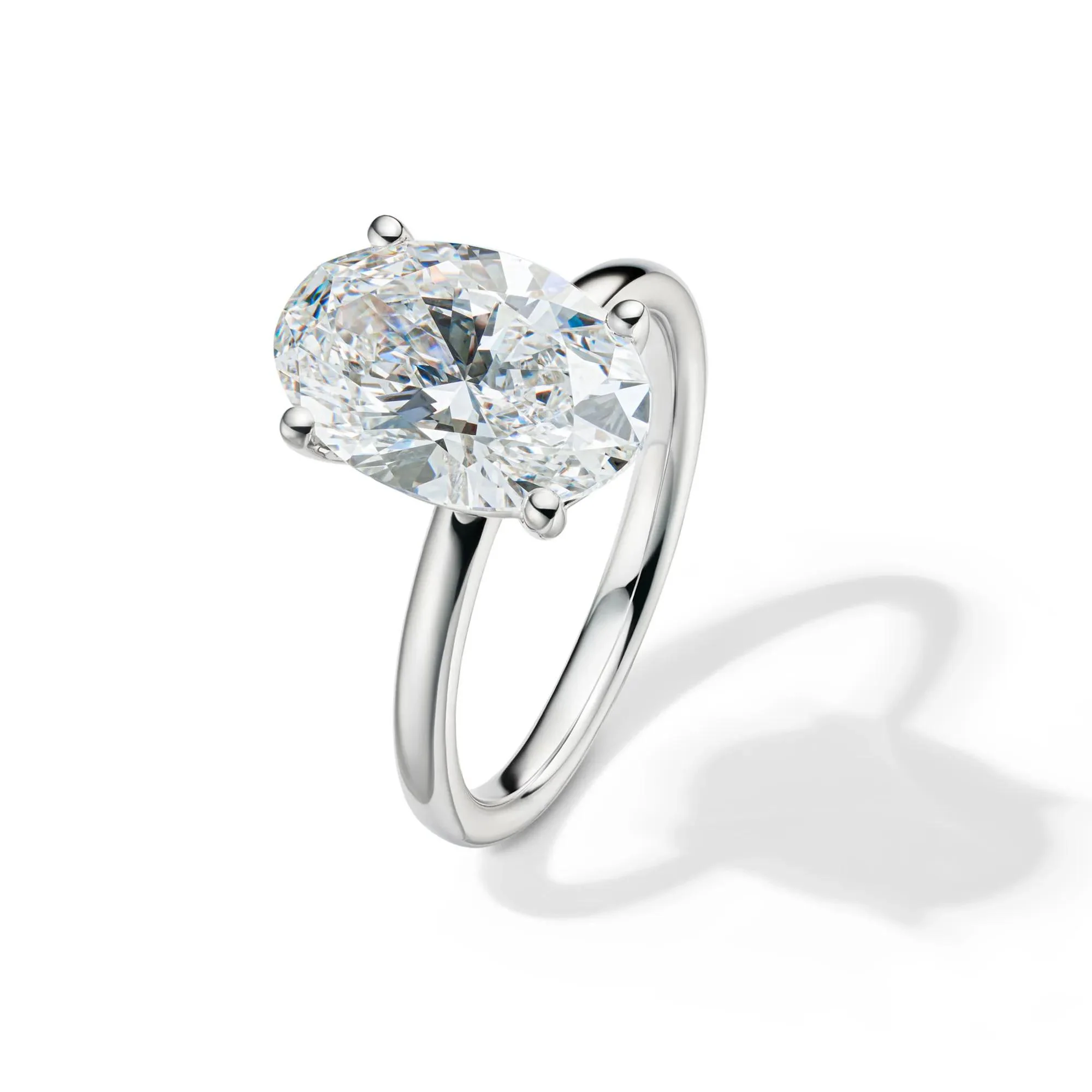 Lab Grown Diamond Oval Solitaire Engagement Ring 14K White Gold (4 CT.) Size 5.5 2mm - Image 4