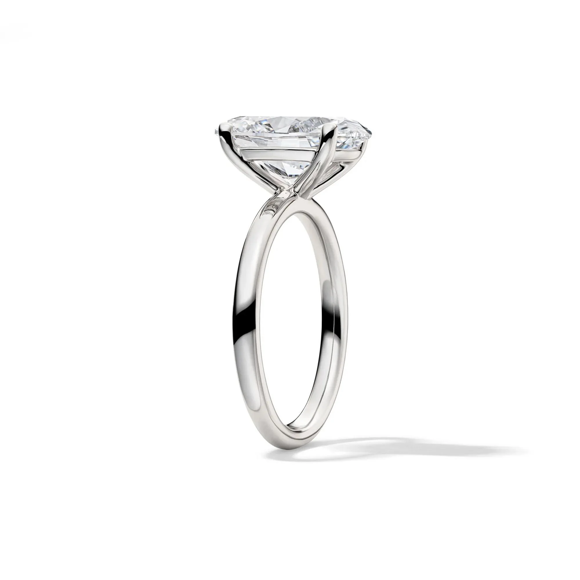 Lab Grown Diamond Oval Solitaire Engagement Ring 14K White Gold (4 CT.) Size 8.5 2mm - Image 3