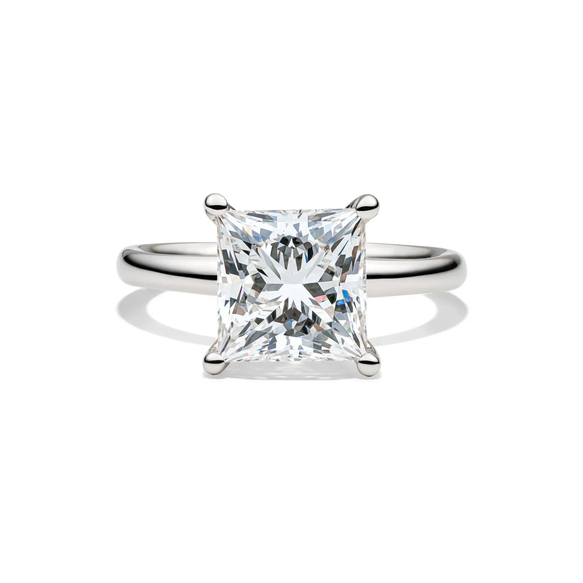 Lab Grown Diamond Princess-Cut Solitaire Engagement Ring 14K White Gold (4 CT.) Size 9.5 2mm