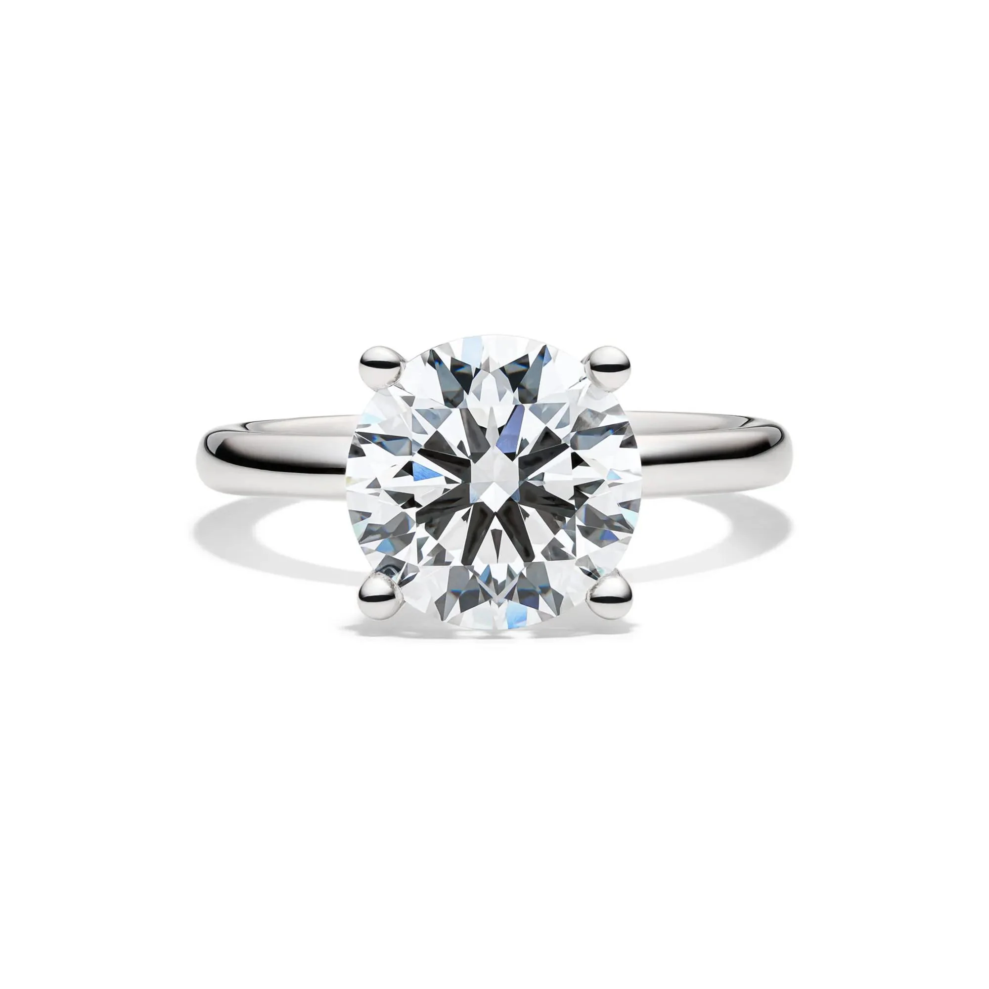Lab Grown Diamond Round Solitaire Engagement Ring 14K White Gold (4 CT.) Size 9 2mm