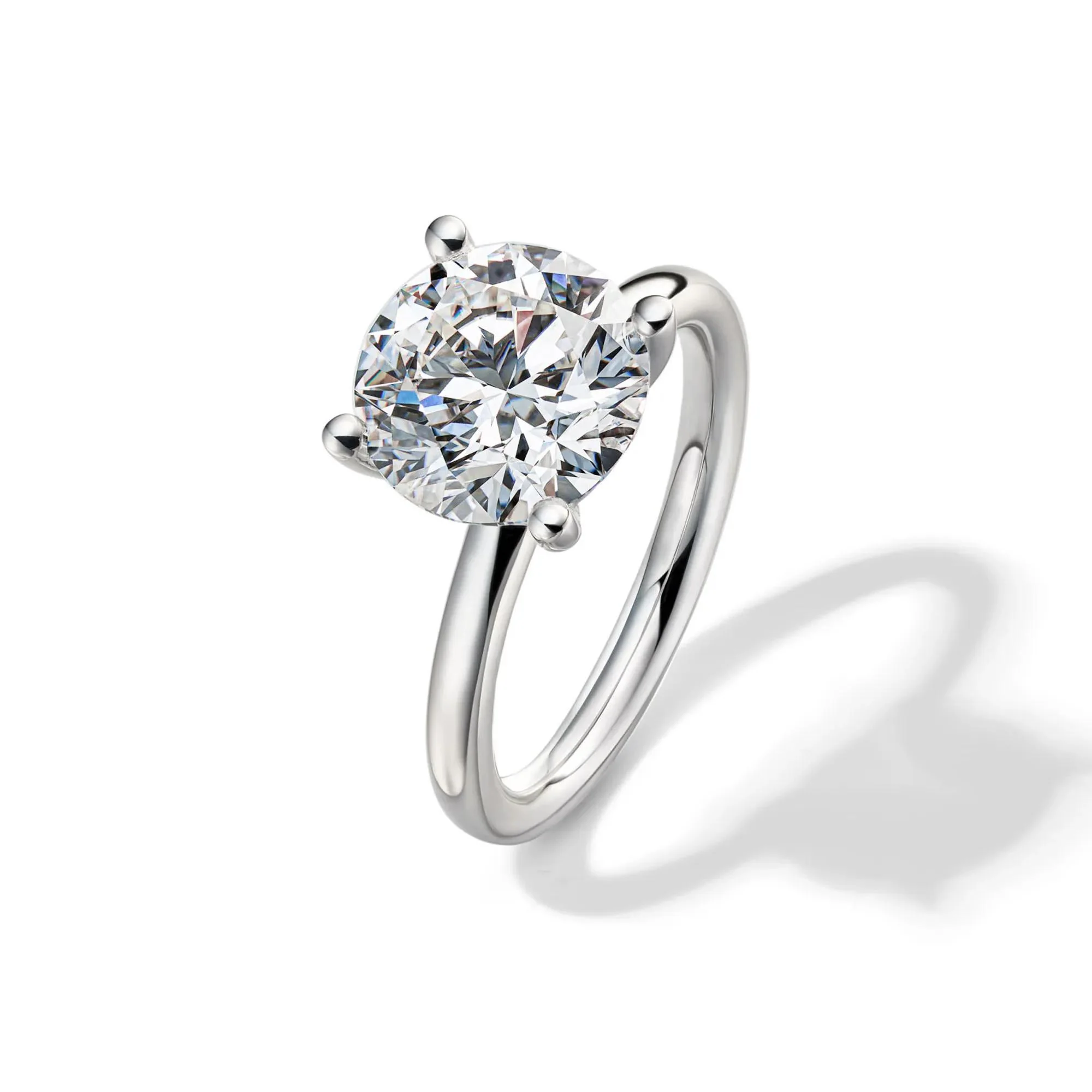 Lab Grown Diamond Round Solitaire Engagement Ring 14K White Gold (4 CT.) Size 9.5 2mm - Image 4