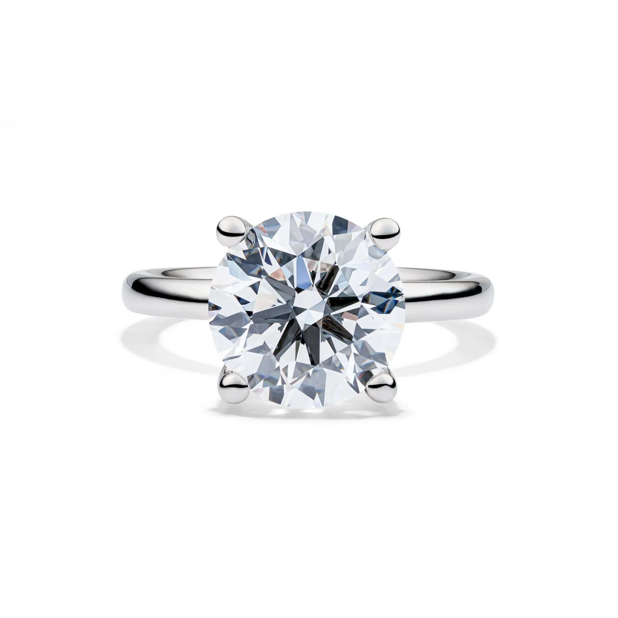 Lab Grown Diamond Round Solitaire Engagement Ring 14K White Gold (5 CT.) Size 4 2mm