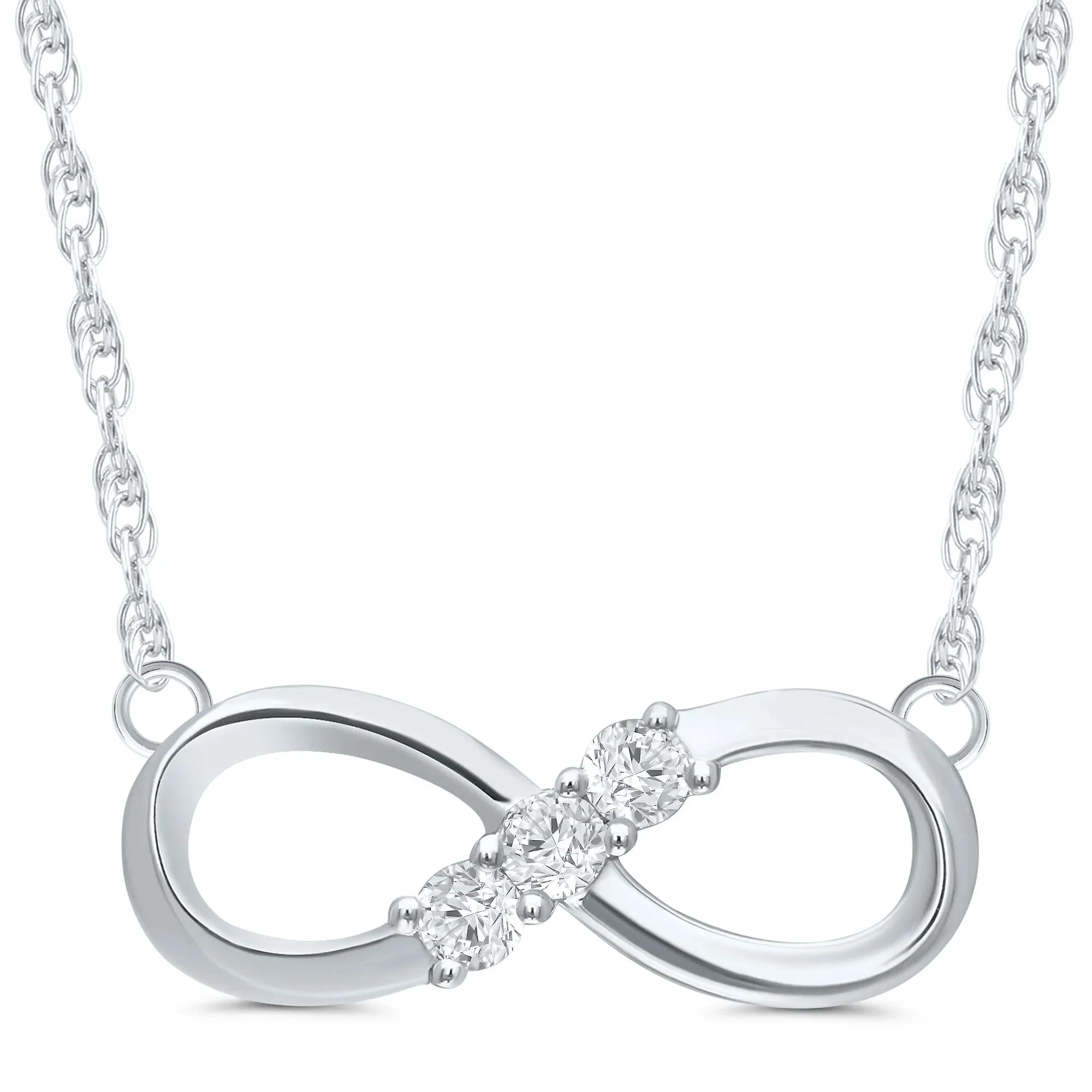 1/8 CT. Tw. Diamond Infinitiy Pendant Necklace 10K White Gold Size 16"