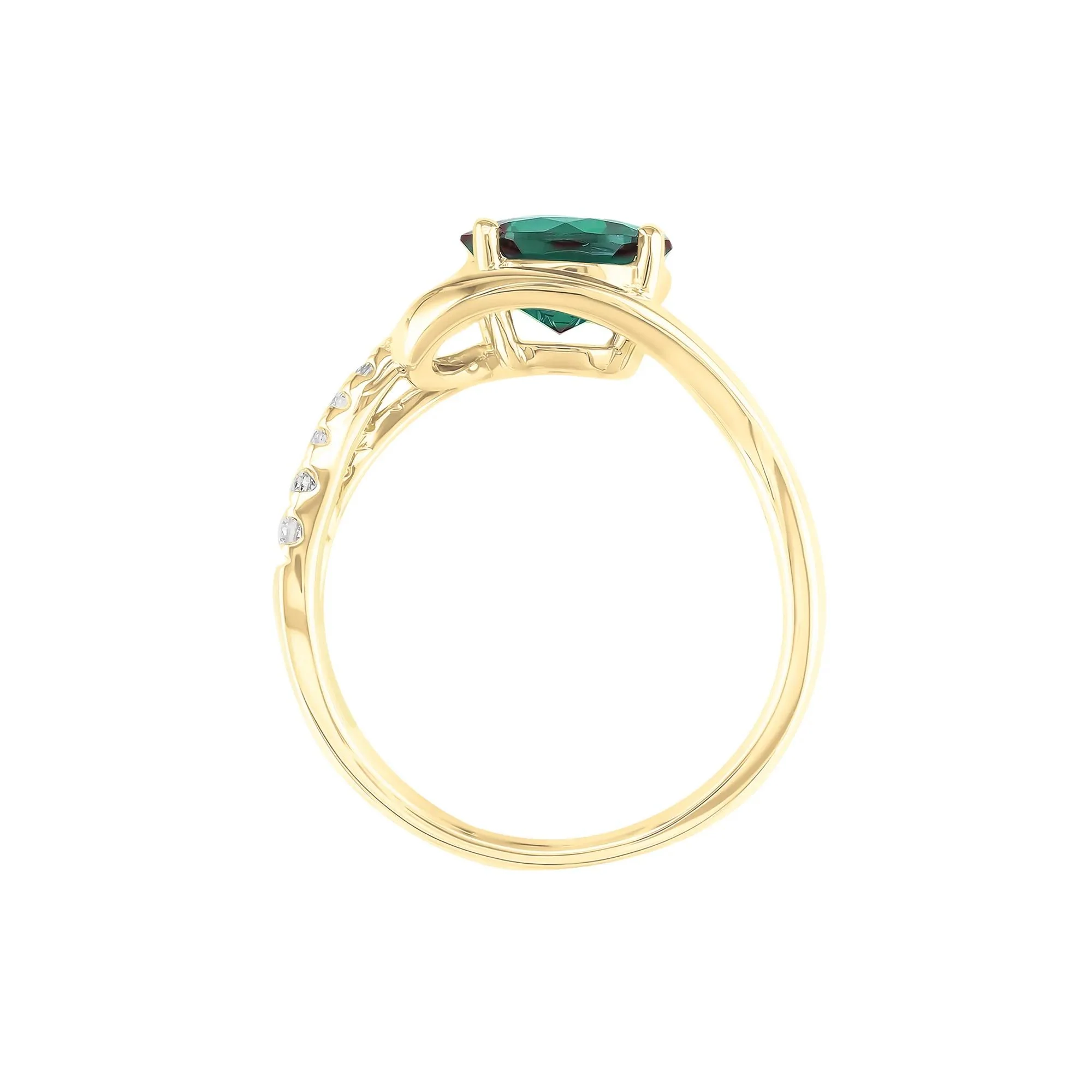 Lab-Created Alexandrite and Diamond Ring 10K Yellow Gold Round Brilliant Cut Size 8 1mm - Image 2