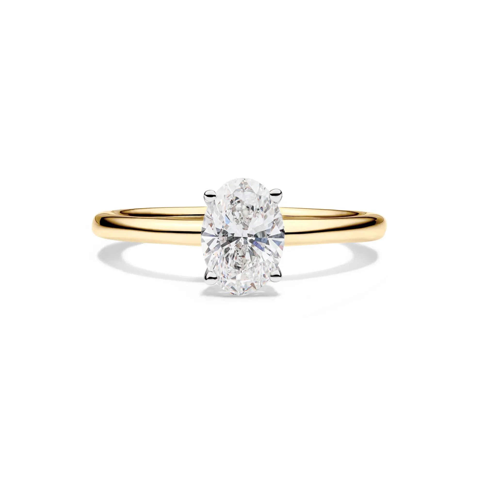 Lab Grown Diamond Solitaire Oval Engagement Ring 14K Yellow Gold (1 CT.) Size 12 2mm