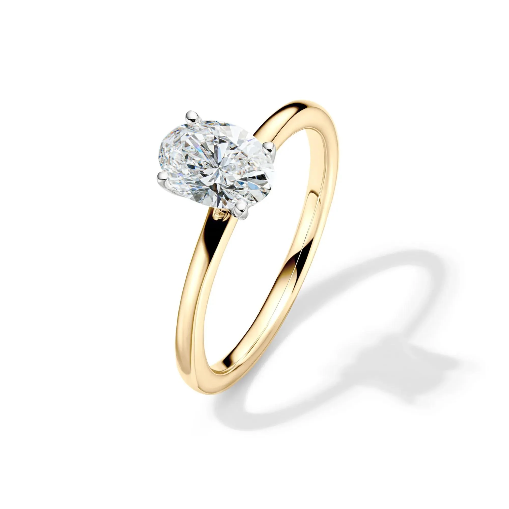 Lab Grown Diamond Solitaire Oval Engagement Ring 14K Yellow Gold (1 CT.) Size 6 2mm - Image 4