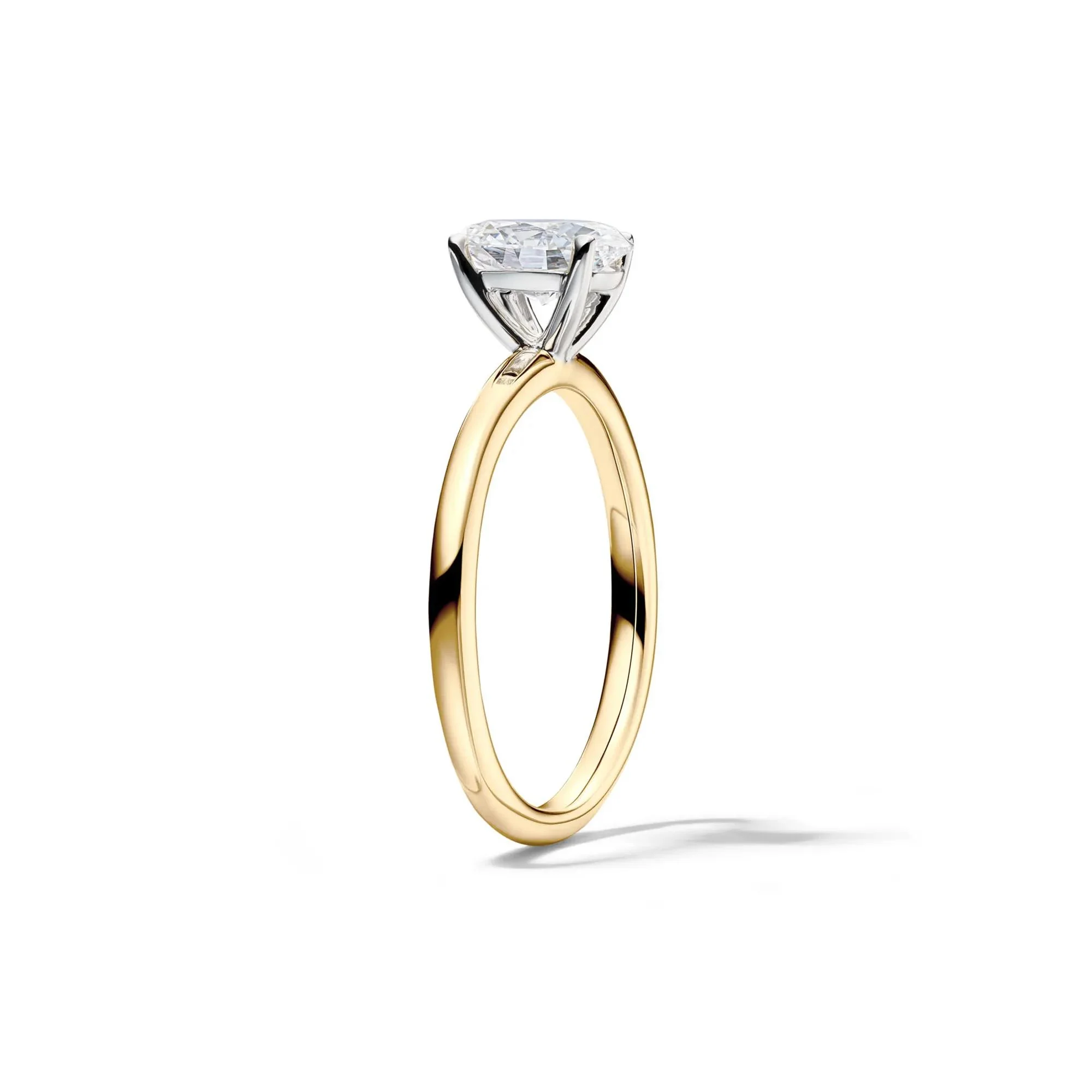 Lab Grown Diamond Solitaire Oval Engagement Ring 14K Yellow Gold (1 CT.) Size 8 2mm - Image 3