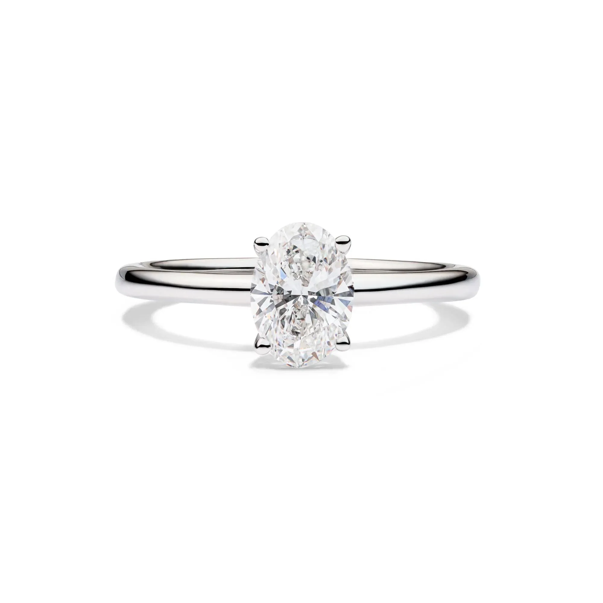 Lab Grown Diamond Solitaire Oval Engagement Ring 14K White Gold (1 CT.) Size 10 2mm