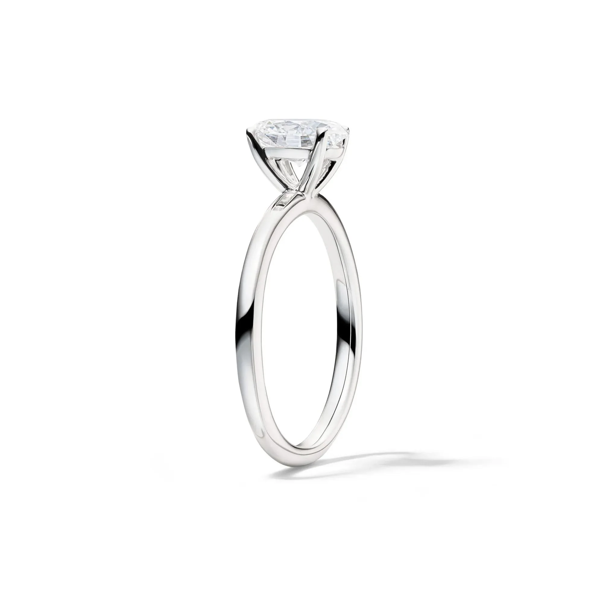 Lab Grown Diamond Solitaire Oval Engagement Ring 14K White Gold (1 CT.) Size 10 2mm - Image 3