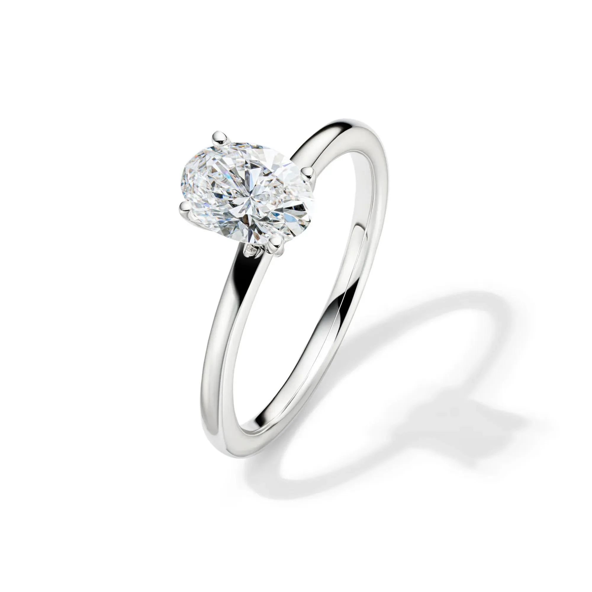 Lab Grown Diamond Solitaire Oval Engagement Ring 14K White Gold (1 CT.) Size 5.5 2mm - Image 4