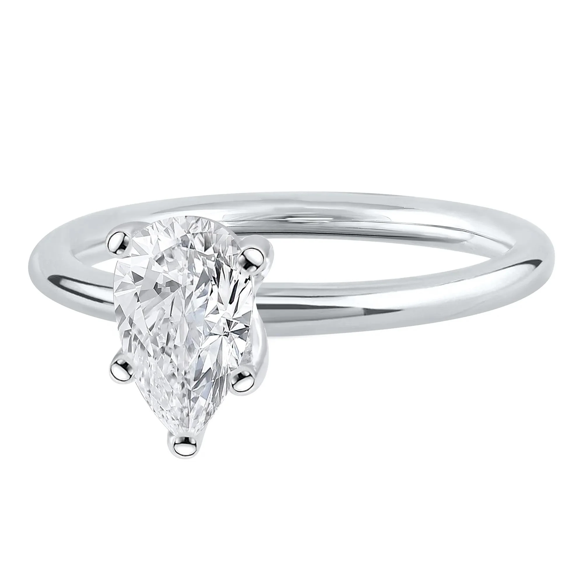 Lab Grown Diamond Pear-Shaped Solitaire Engagement Ring 14K White Gold (1 CT.) Size 4 2mm - Image 3