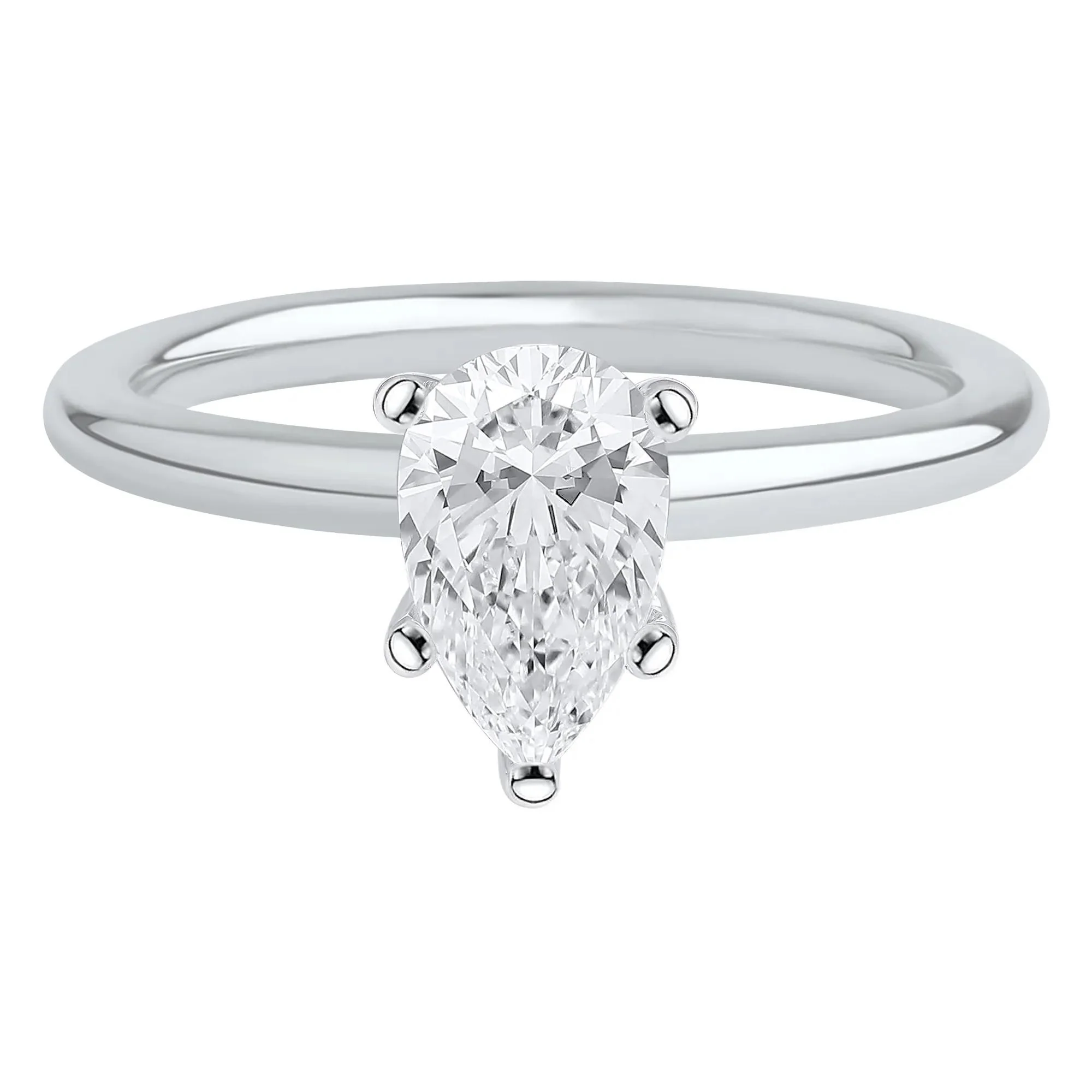 Lab Grown Diamond Pear-Shaped Solitaire Engagement Ring 14K White Gold (1 CT.) Size 9 2mm