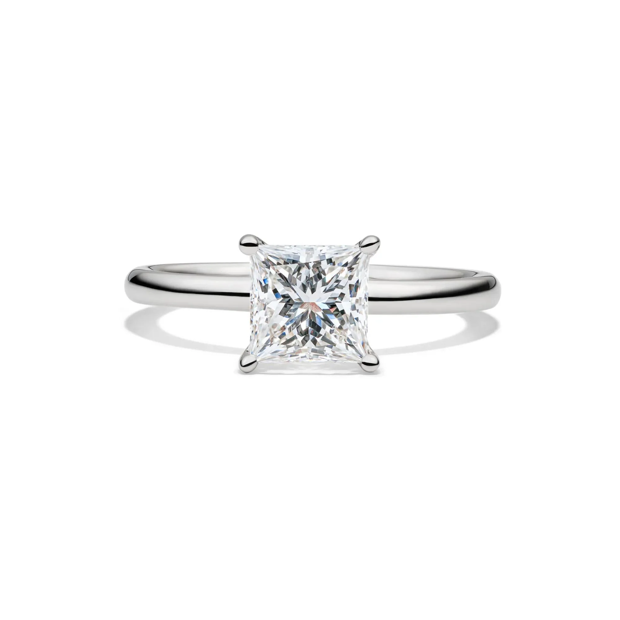 Lab Grown Diamond Princess-Cut Solitaire Engagement Ring 14K White Gold (1 CT.) Size 9.5 2mm