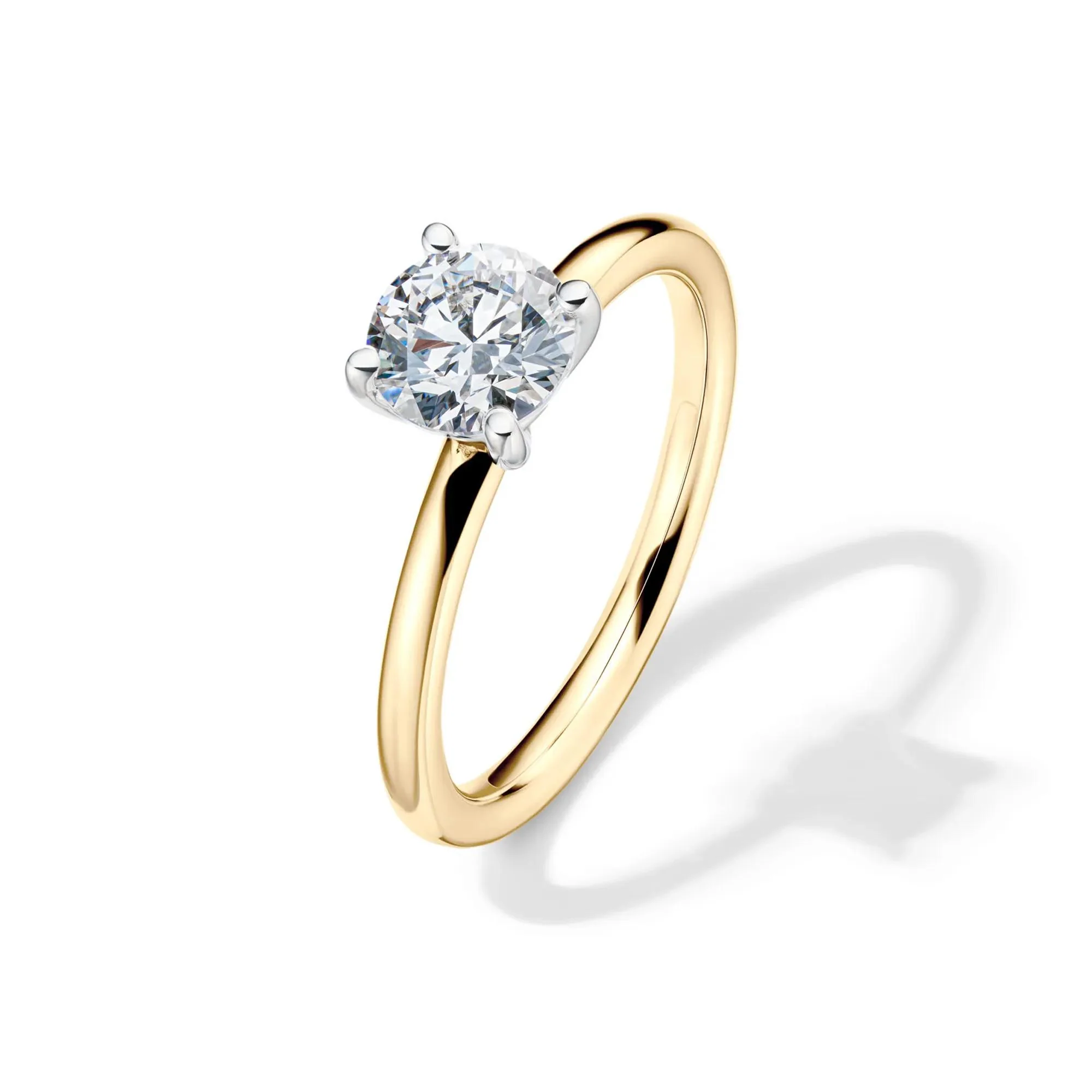 Lab Grown Diamond Solitaire Round Engagement Ring 14K Yellow Gold (1 CT.) Round Brilliant Cut Size 5.5 2mm - Image 3