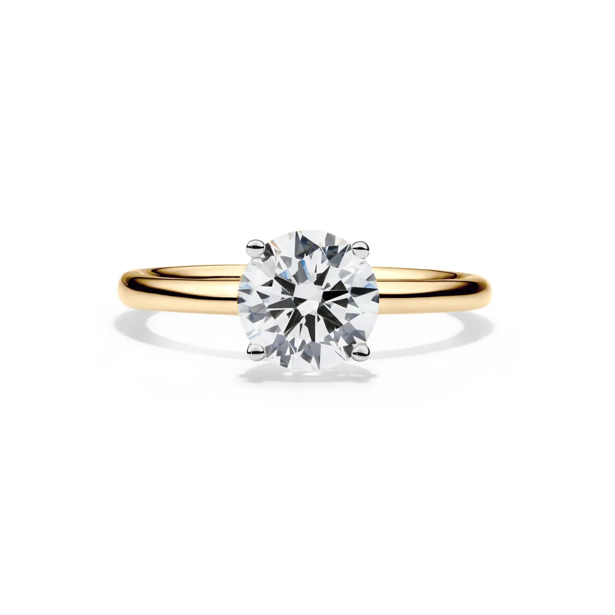Lab Grown Diamond Solitaire Round Engagement Ring 14K Yellow Gold (1 CT.) Round Brilliant Cut Size 9 2mm - Image 4