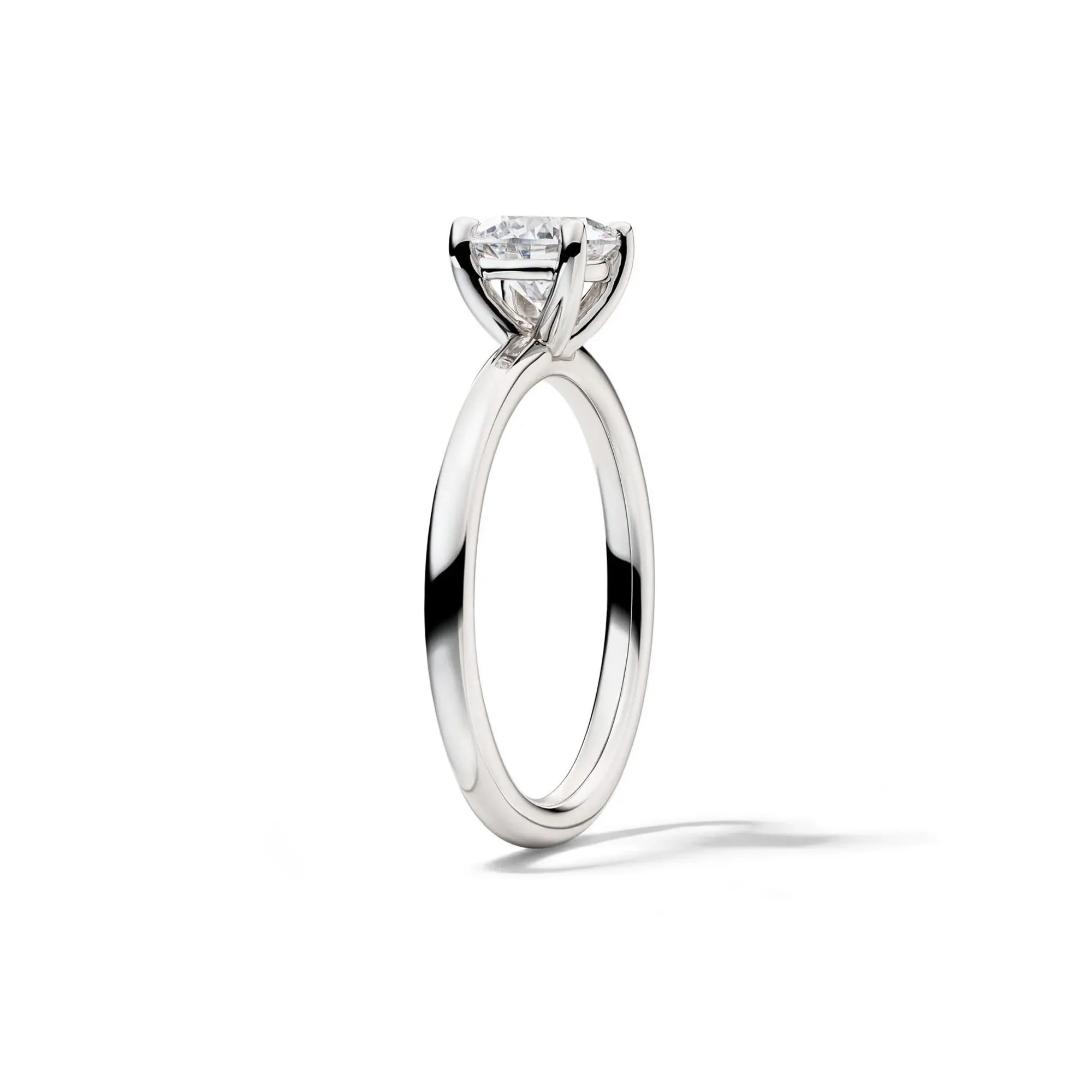 Lab Grown Diamond Solitaire Round Engagement Ring 14K White Gold (1 CT.) Round Brilliant Cut Size 5.5 2mm - Image 3