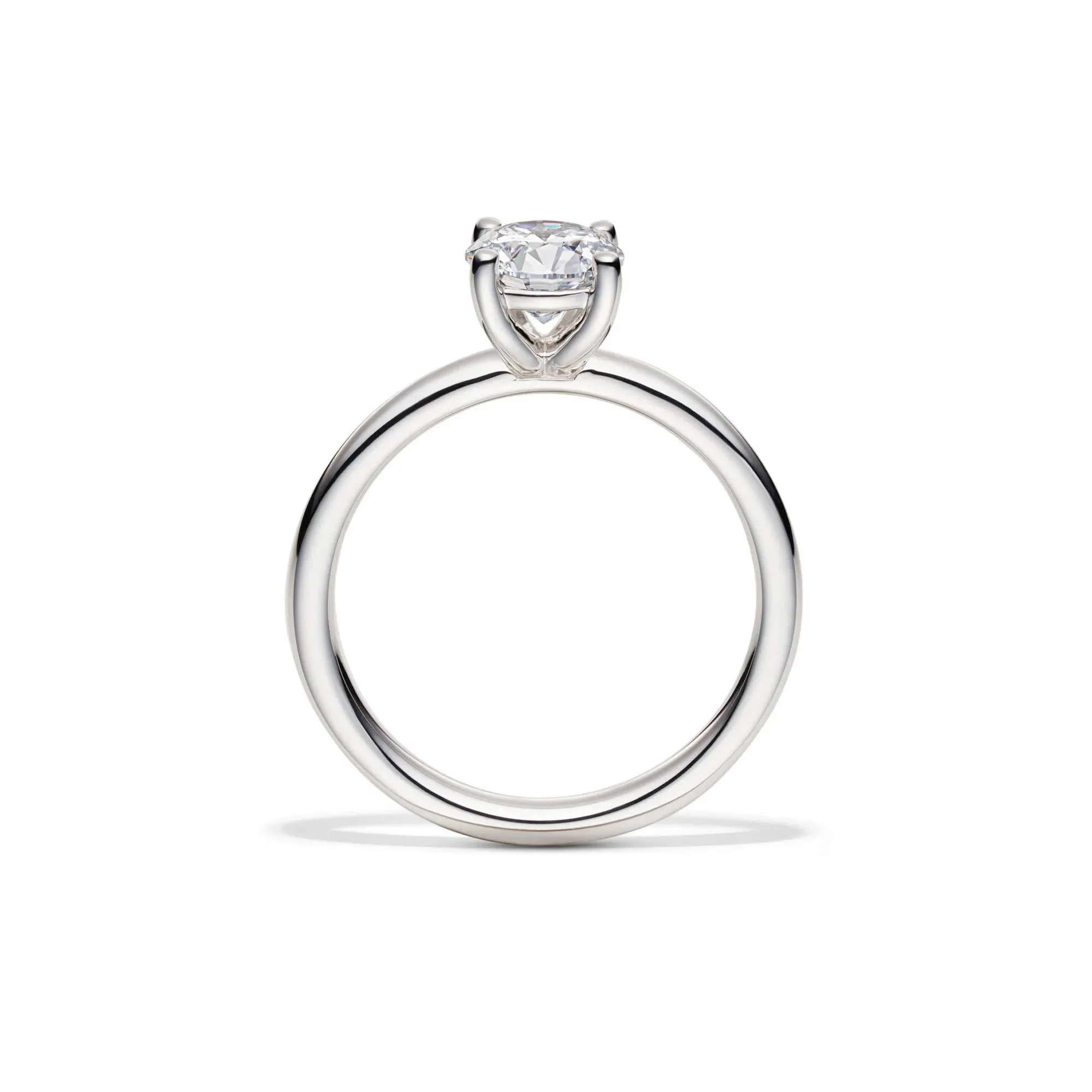 Lab Grown Diamond Solitaire Round Engagement Ring 14K White Gold (1 CT.) Round Brilliant Cut Size 7 2mm - Image 2