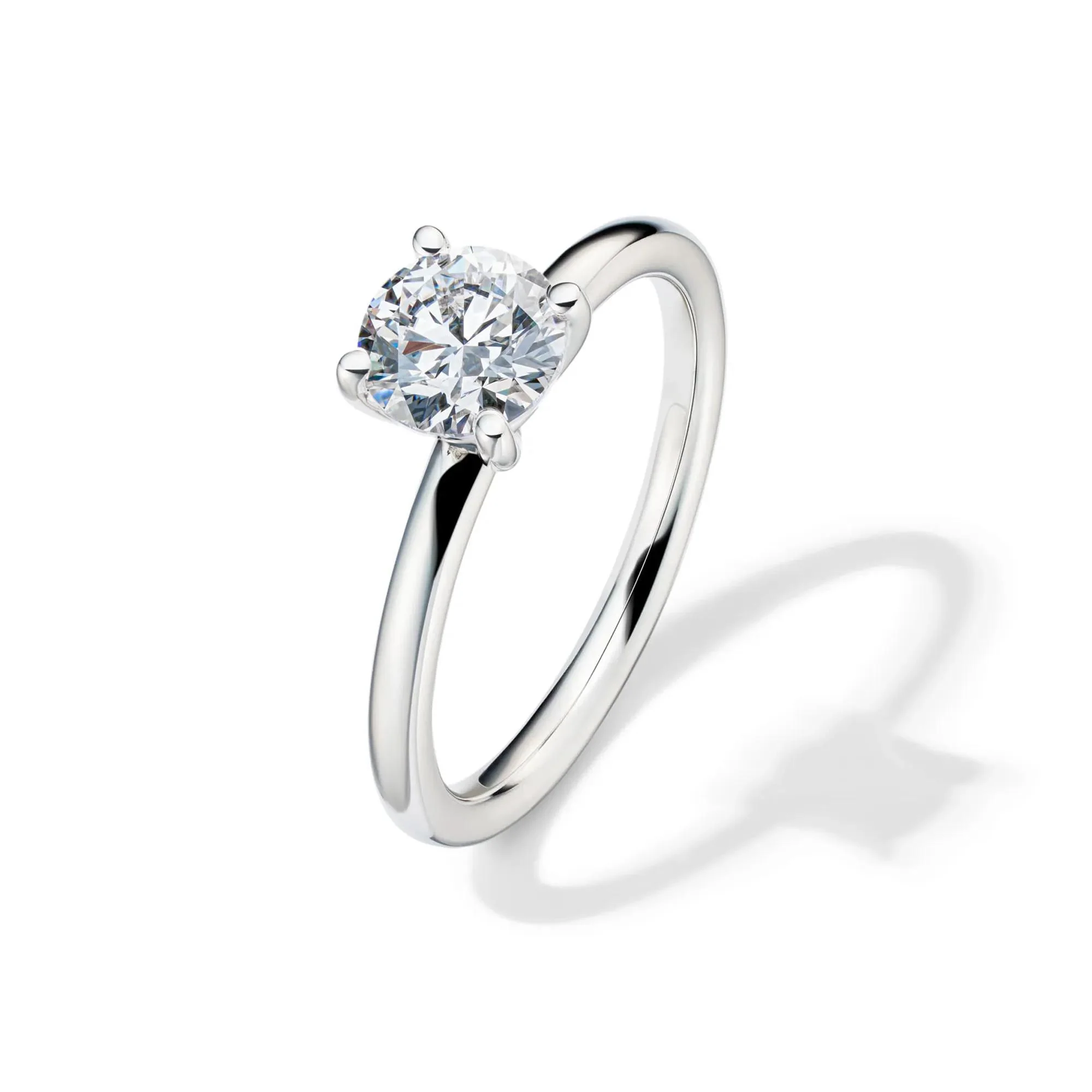 Lab Grown Diamond Solitaire Round Engagement Ring 14K White Gold (1 CT.) Round Brilliant Cut Size 8.5 2mm - Image 4