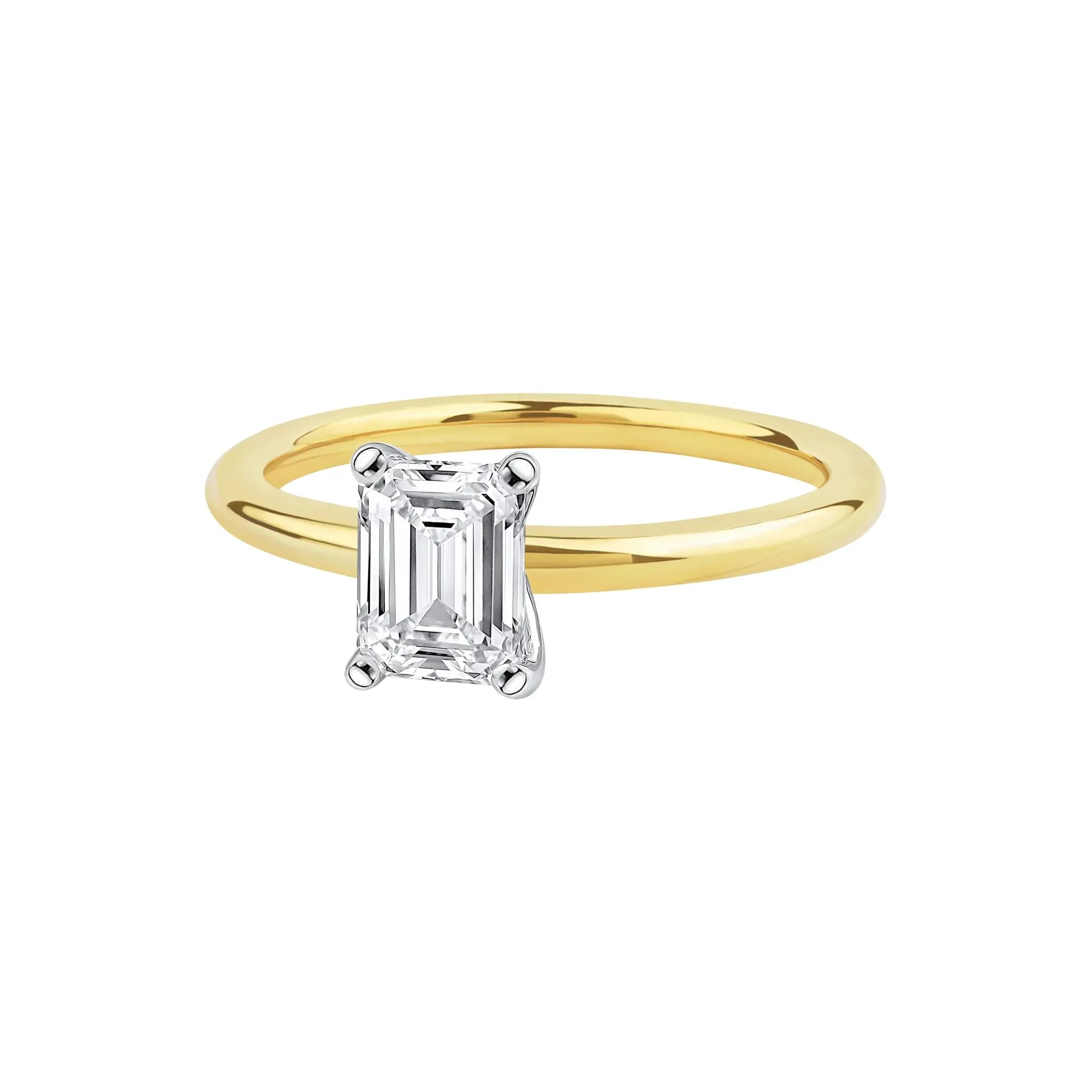 Lab Grown Diamond Emerald-Cut Solitaire Ring 14K Yellow Gold (1 CT.) Size 7.5 2mm - Image 4