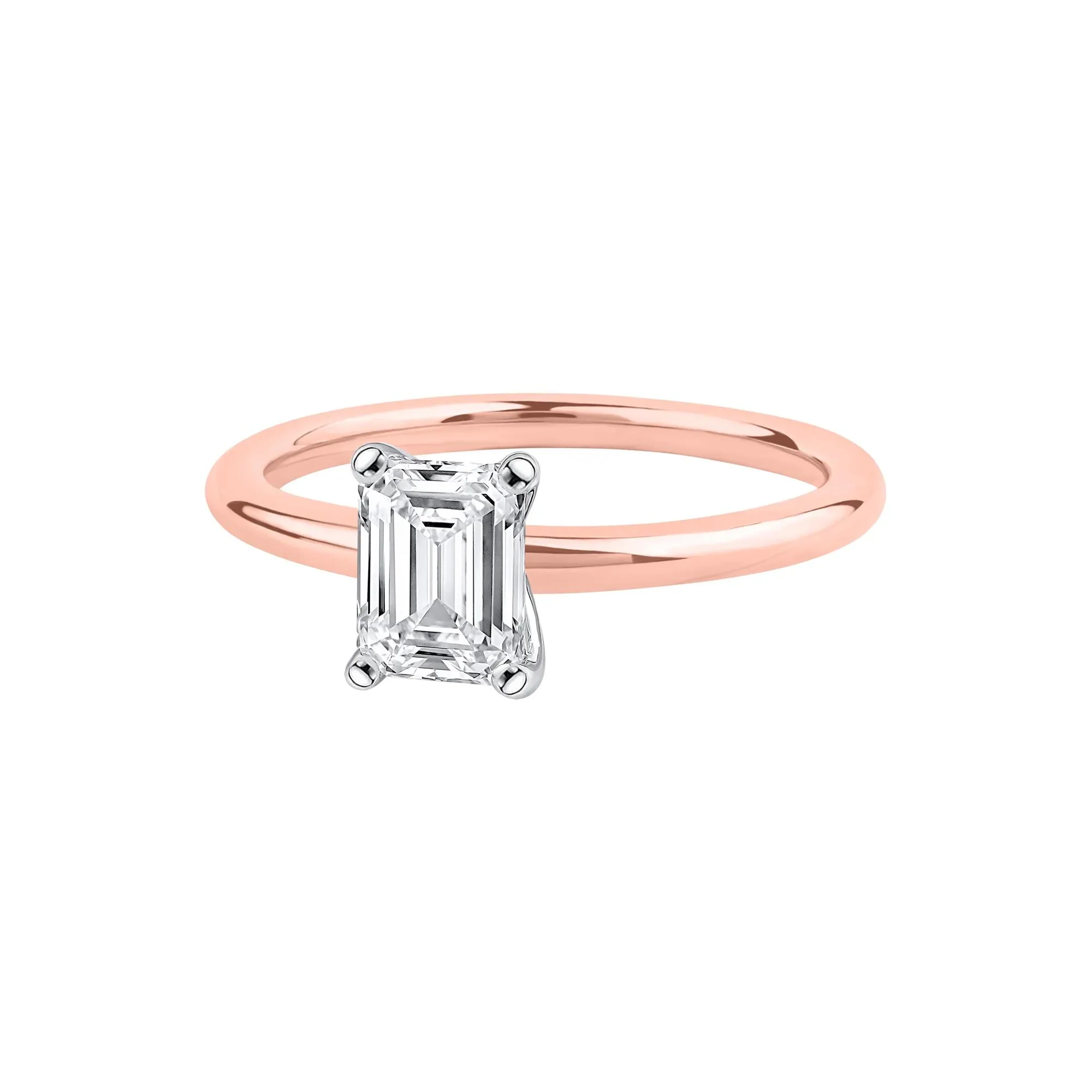 Lab Grown Diamond Emerald-Cut Solitaire Ring 14K Rose Gold (1 CT.) Size 7.5 2mm - Image 4