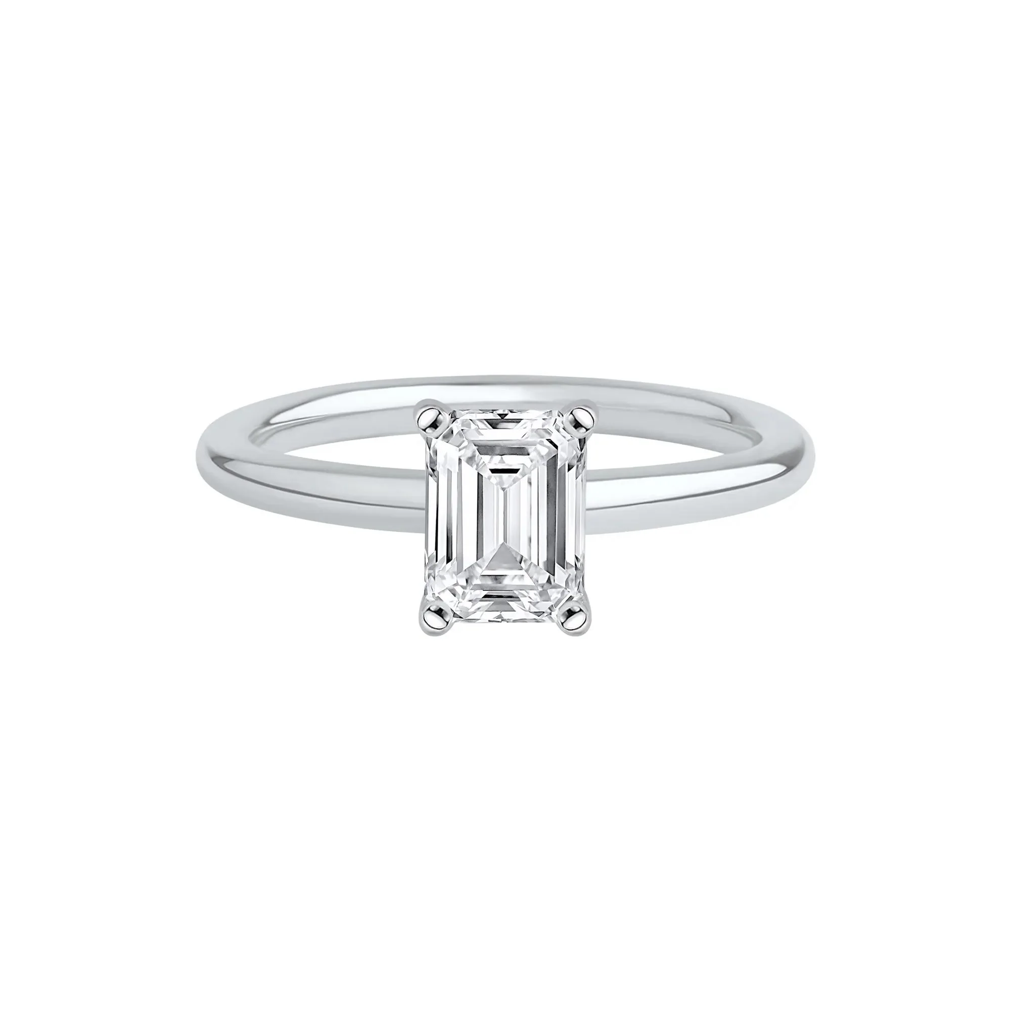 Lab Grown Diamond Emerald-Cut Solitaire Ring Platinum (1 CT.) White Size 10 2mm