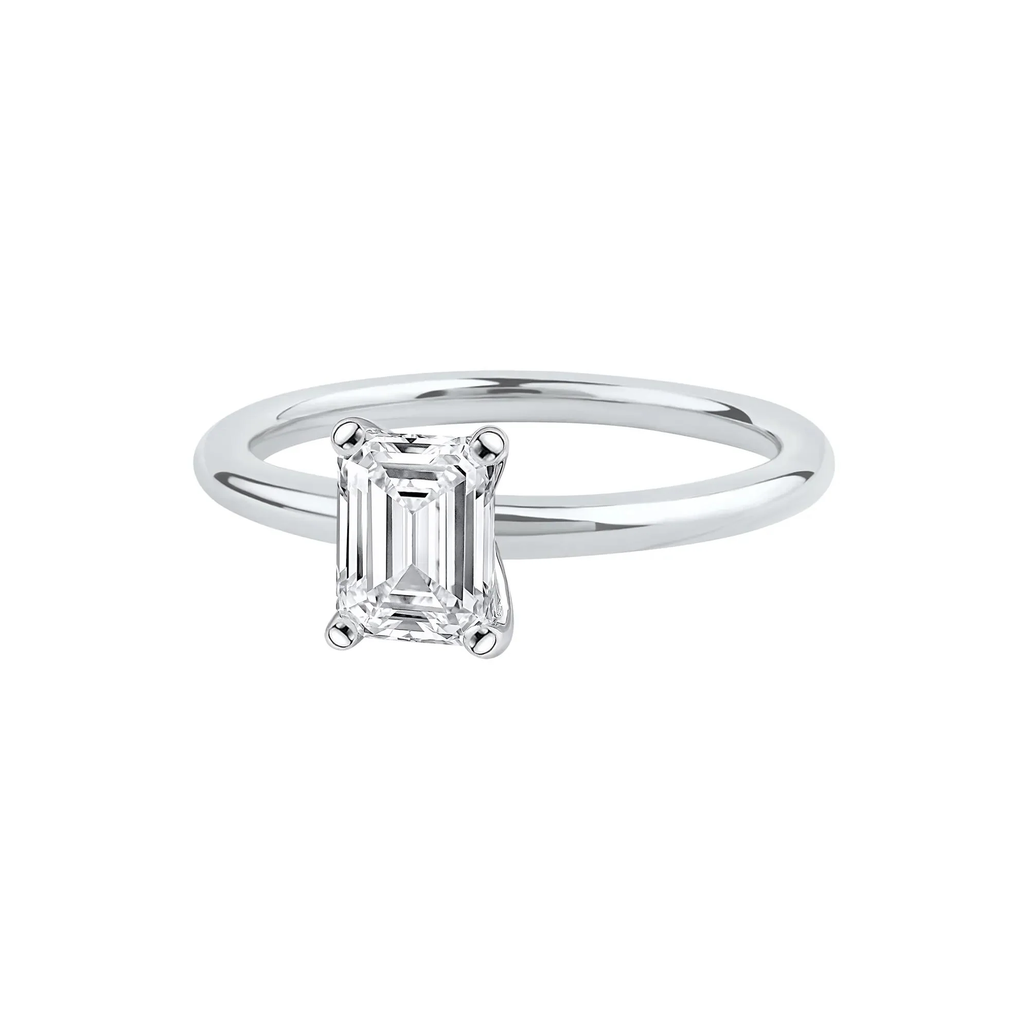 Lab Grown Diamond Emerald-Cut Solitaire Ring Platinum (1 CT.) White Size 4.5 2mm - Image 4
