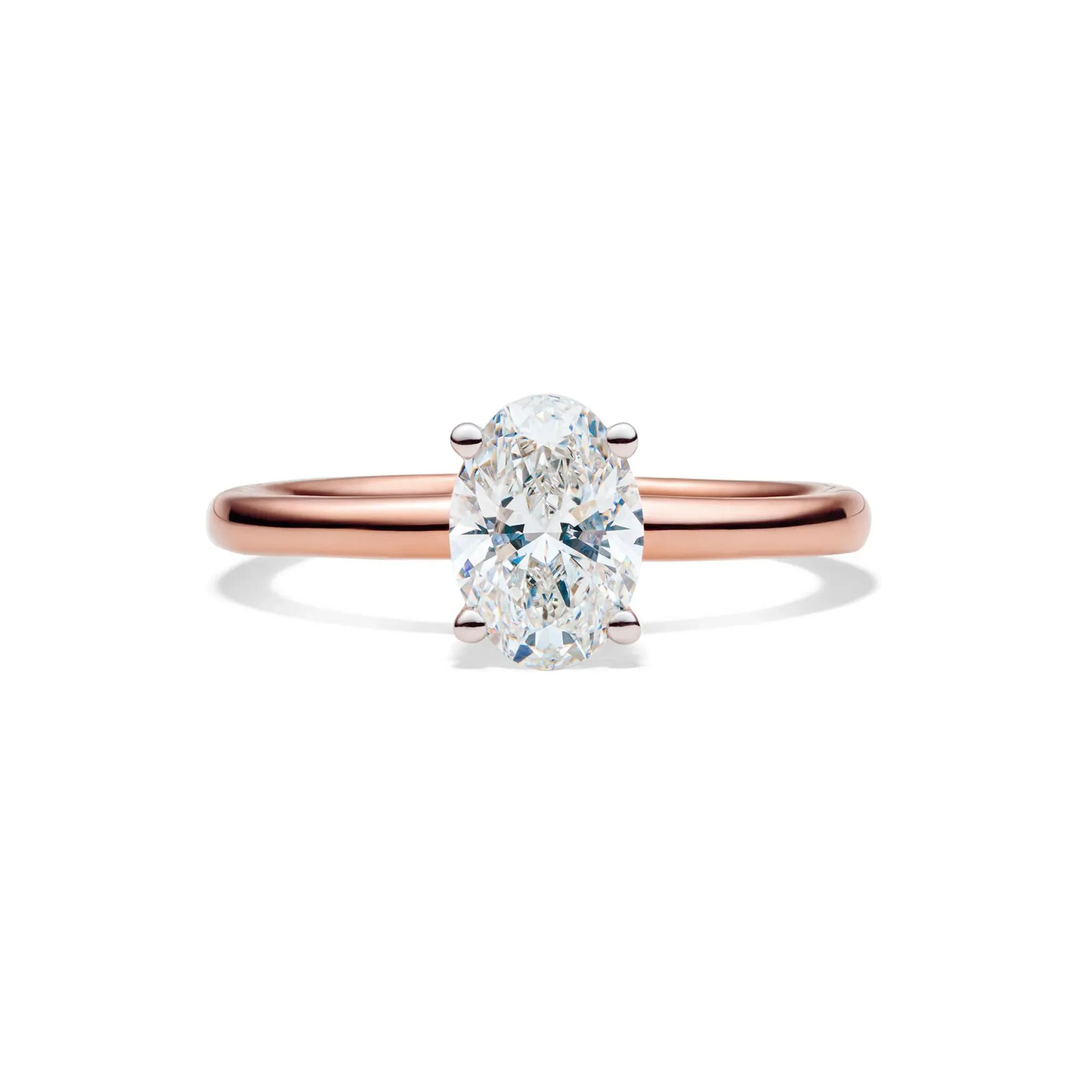 Lab Grown Diamond Solitaire Oval Engagement Ring 14K Rose Gold (1 CT.) Size 9 2mm