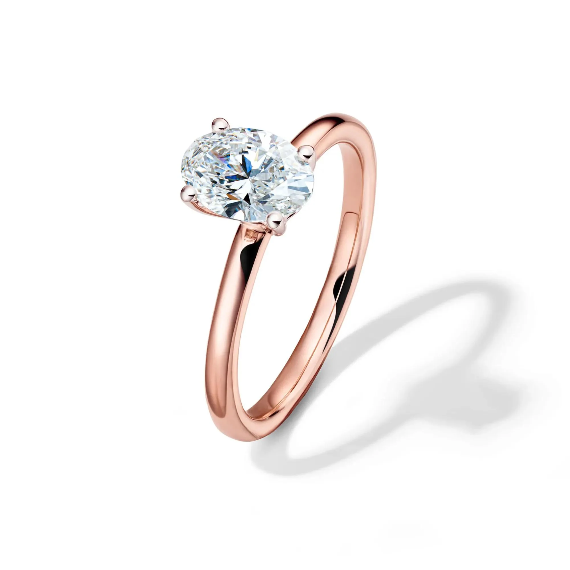 Lab Grown Diamond Solitaire Oval Engagement Ring 14K Rose Gold (1 CT.) Size 9 2mm - Image 4
