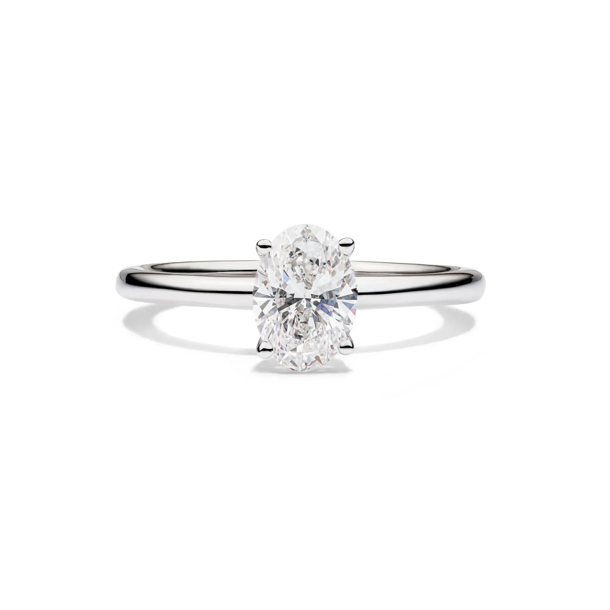 Lab Grown Diamond Oval Solitaire Ring Platinum (1 CT.) White Size 4.5 2mm