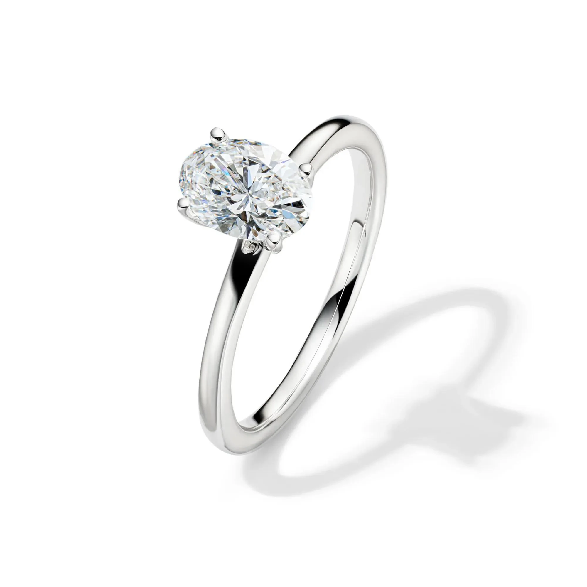Lab Grown Diamond Oval Solitaire Ring Platinum (1 CT.) White Size 4.5 2mm - Image 4