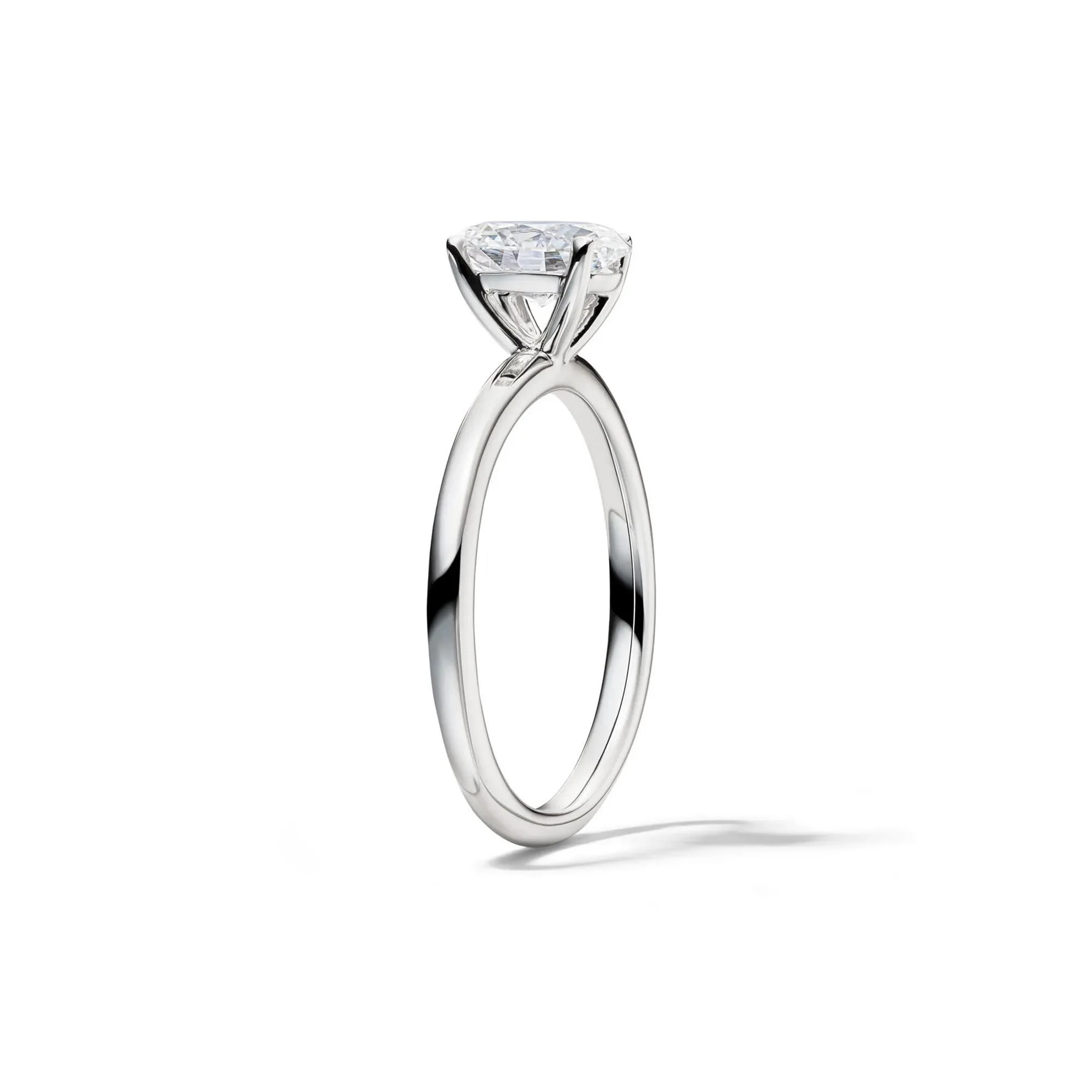 Lab Grown Diamond Oval Solitaire Ring Platinum (1 CT.) White Size 6.5 2mm - Image 3