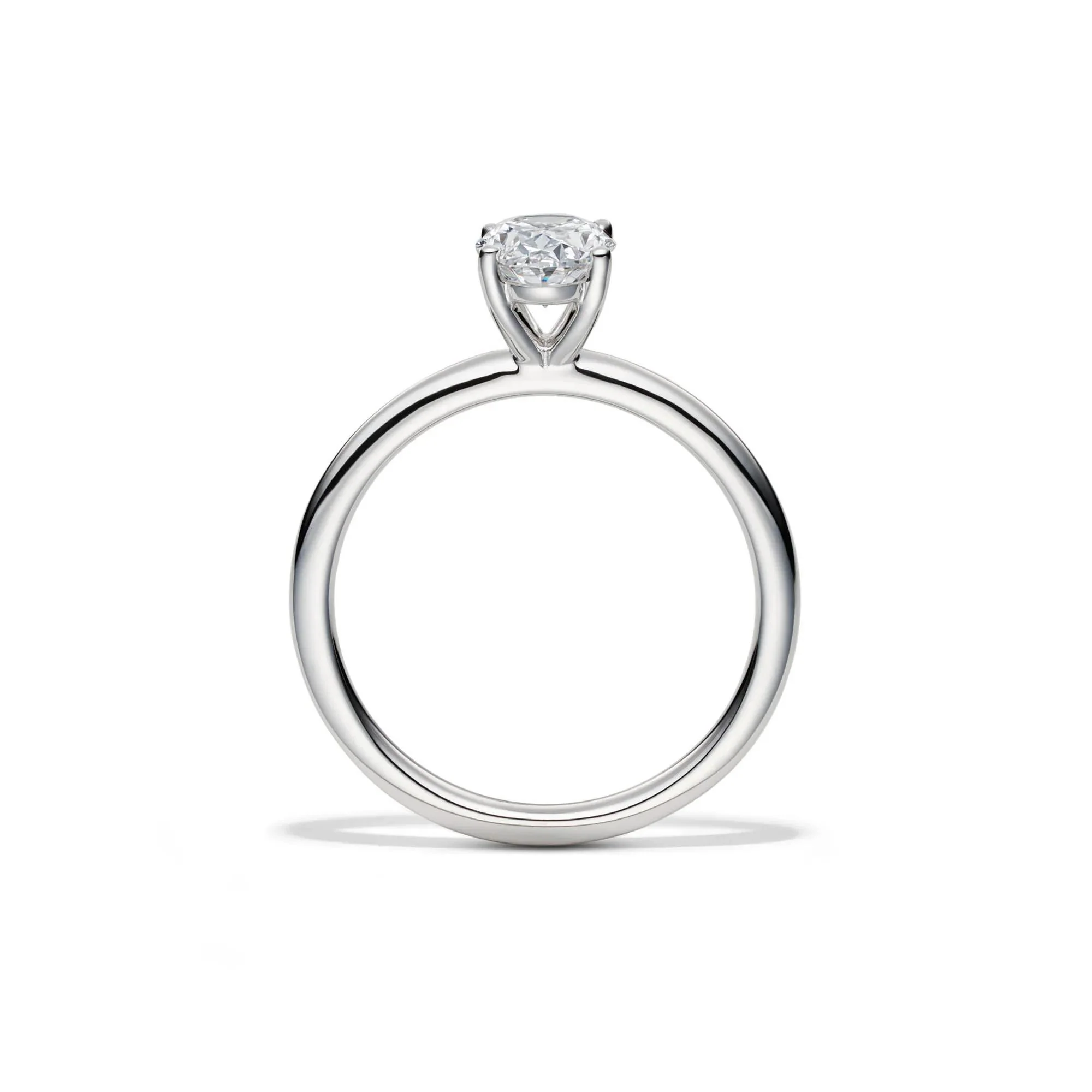 Lab Grown Diamond Oval Solitaire Ring Platinum (1 CT.) White Size 7 2mm - Image 2