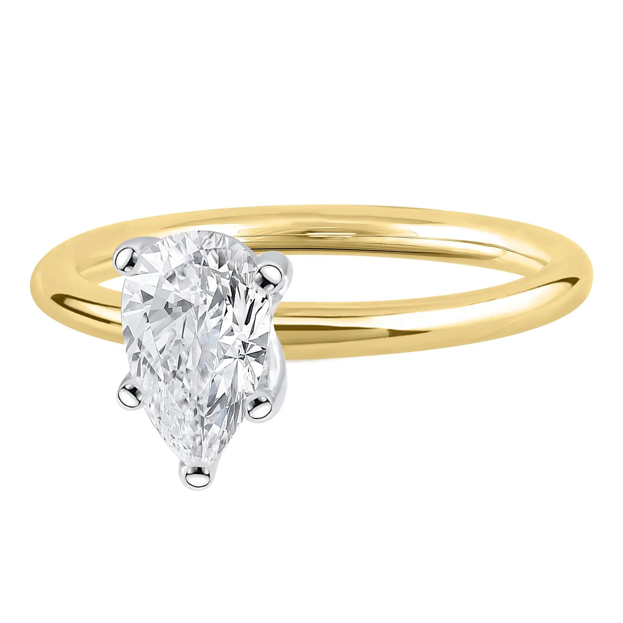 Lab Grown Diamond Pear-Shaped Solitaire Engagement Ring 14K Yellow Gold (1 CT.) Size 7.5 2mm - Image 4