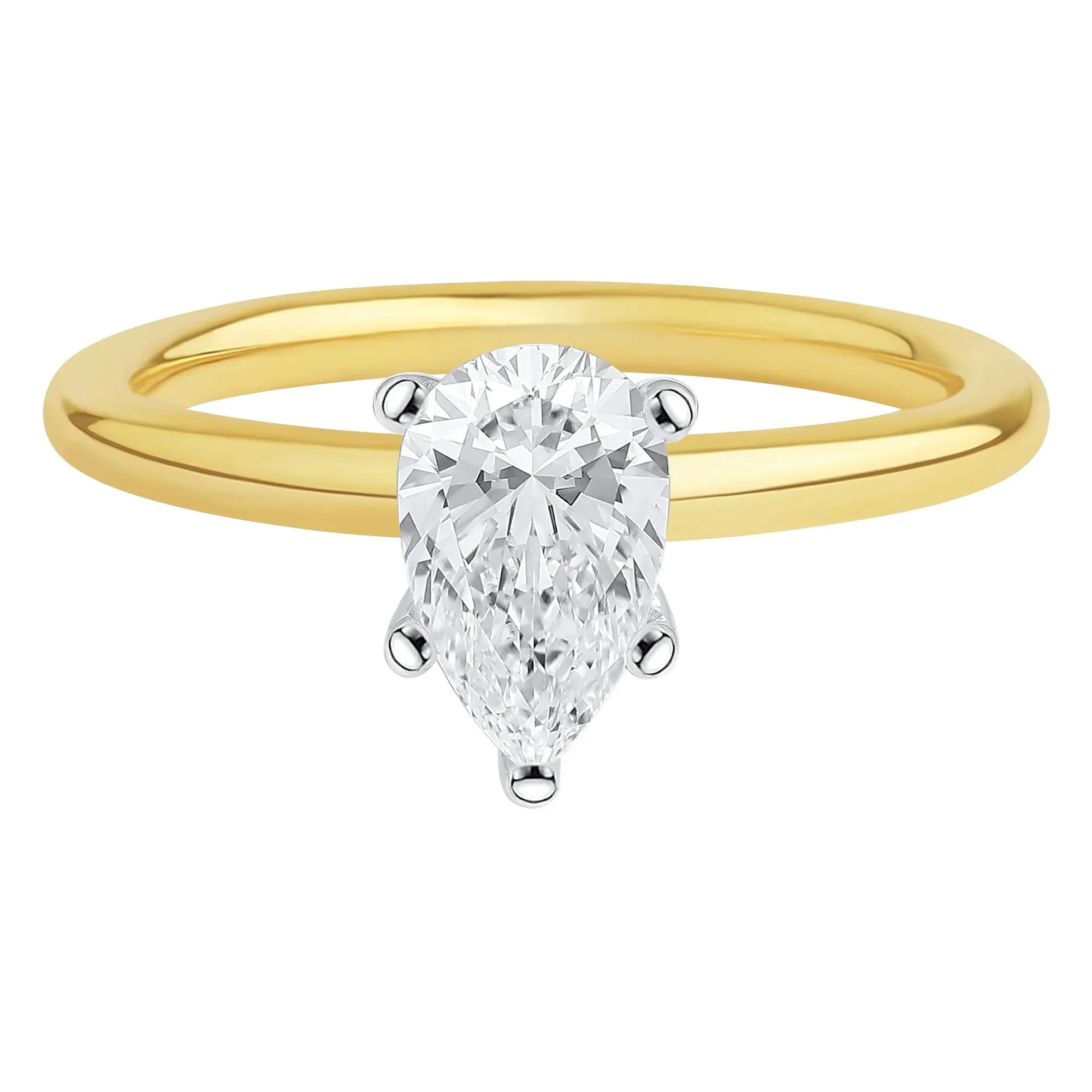 Lab Grown Diamond Pear-Shaped Solitaire Engagement Ring 14K Yellow Gold (1 CT.) Size 9.5 2mm